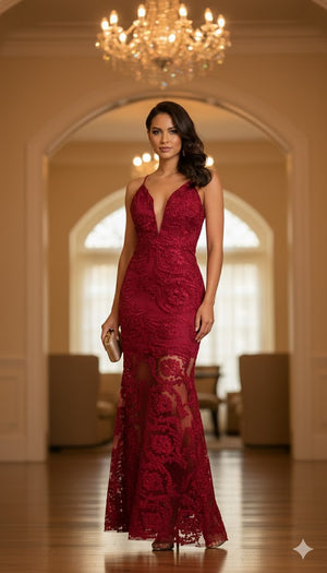 Lovely Evening Dress w/Rose Detail  Second Hand dress - Evening Dress.