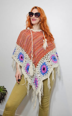 Hippie poncho - knit Poncho top Bohemian style - crochet top