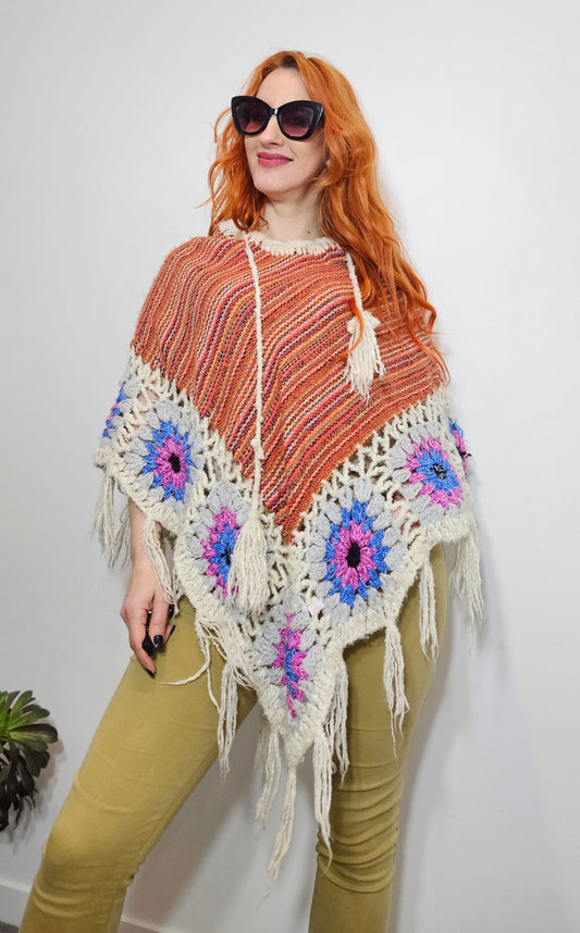 Hippie poncho - knit Poncho top Bohemian style - crochet top
