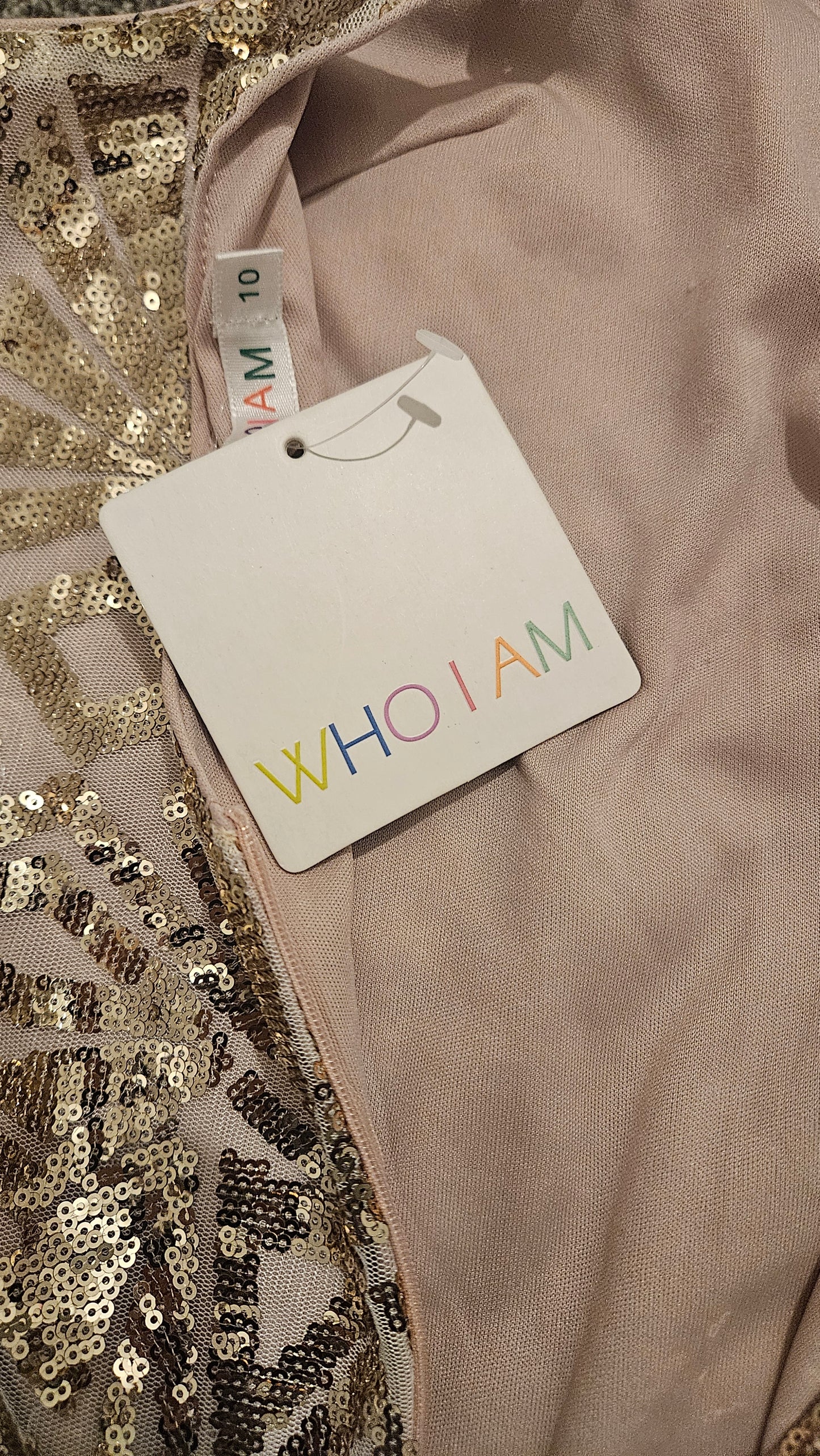 Who I Am Gold Sequin Mini Dress – New With Tags Size 10