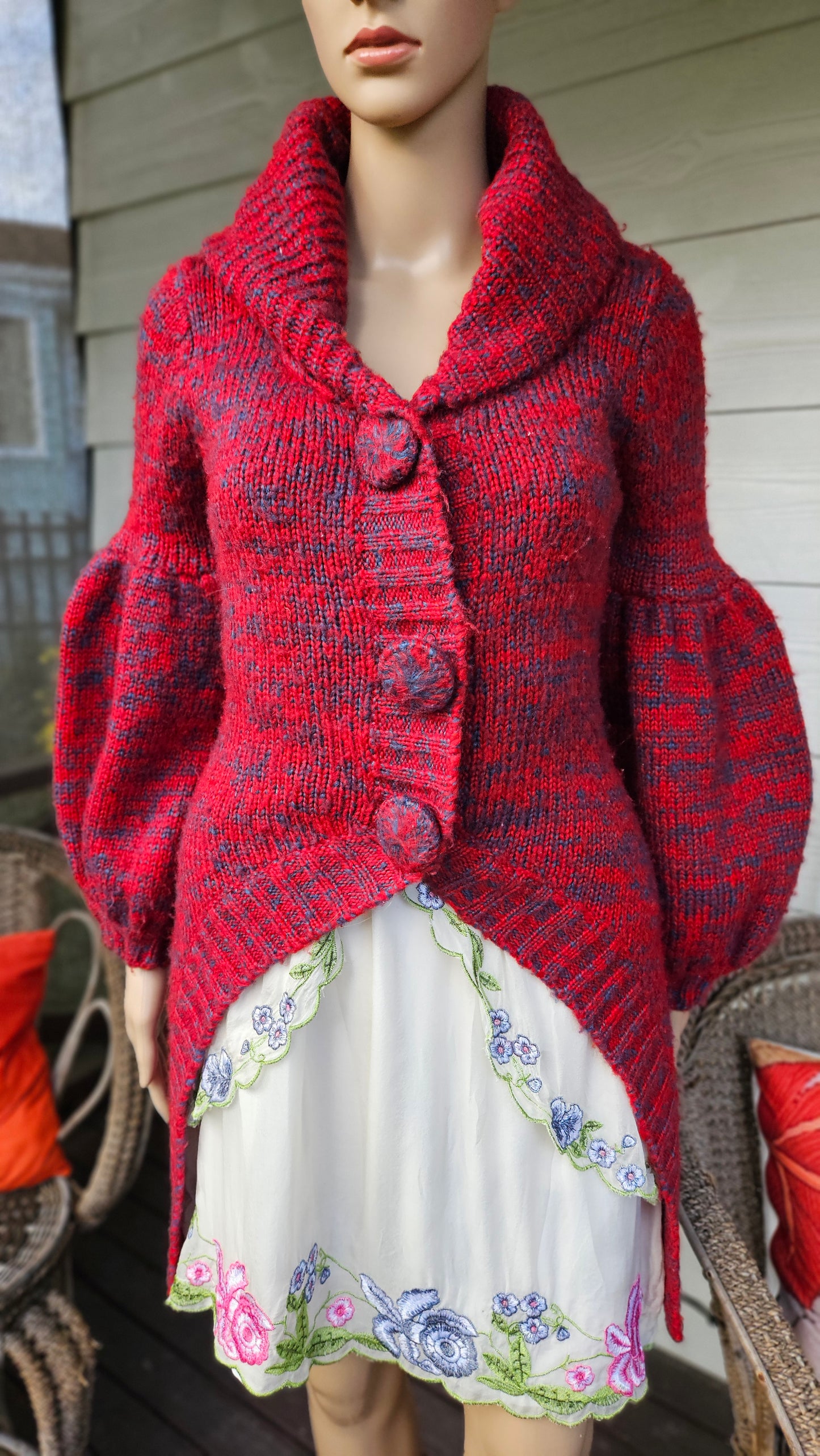 Stunning Red Knit Cardigan - Preloved Cardi Coat