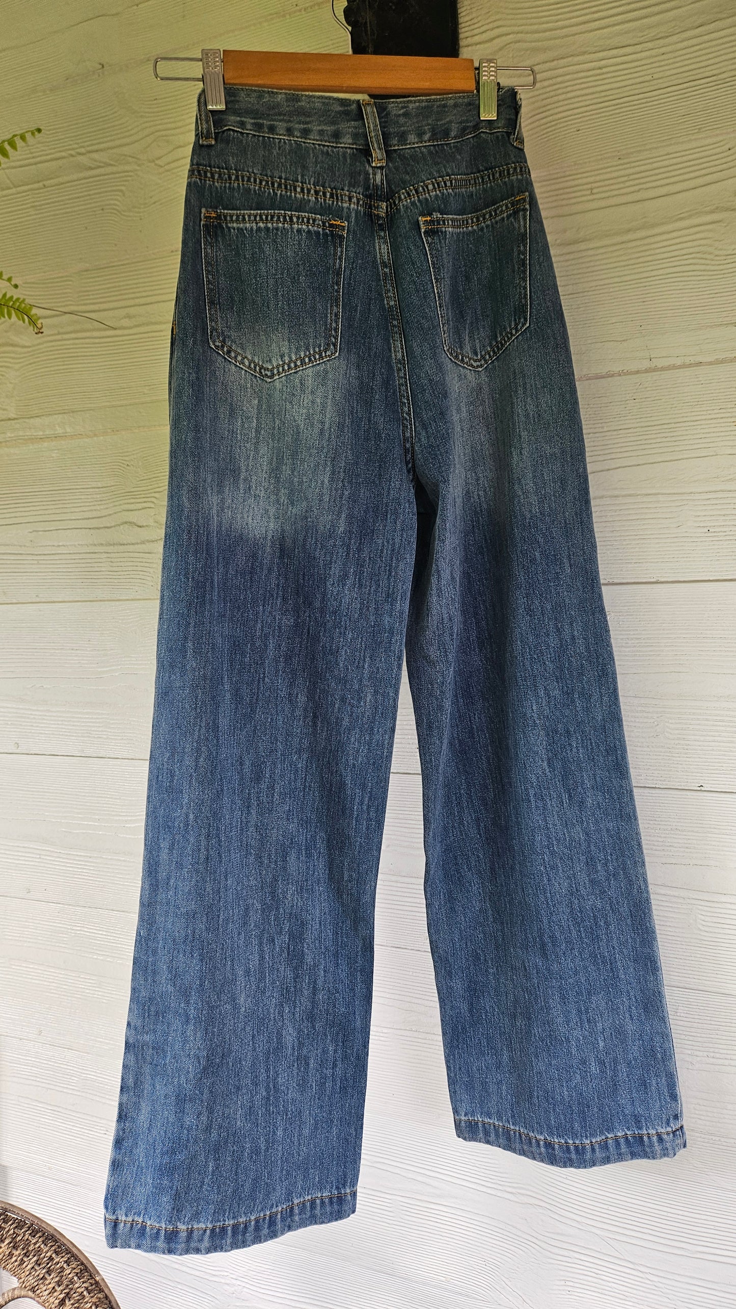 High waist Jeans wide leg Denim Pants size XS