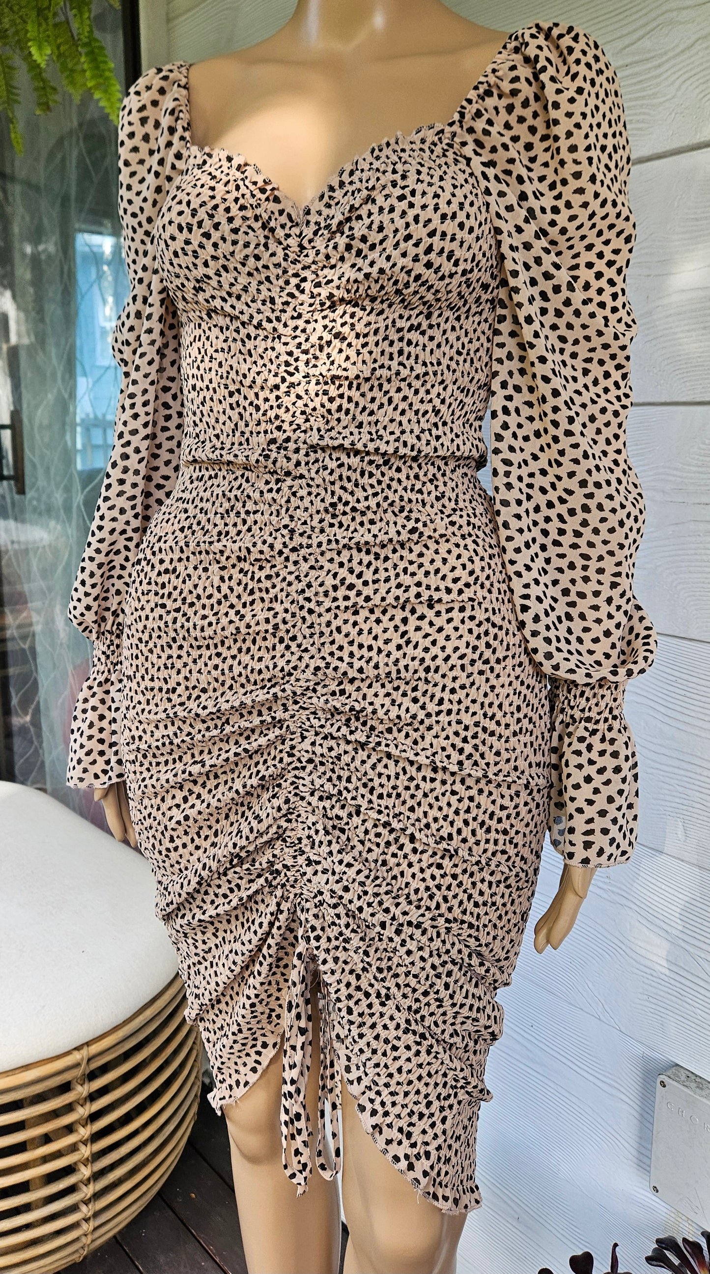 Kinsley Mini Dress Leopard Dress Size M Women Long Sleeve - Short Dress - Mini Dress
