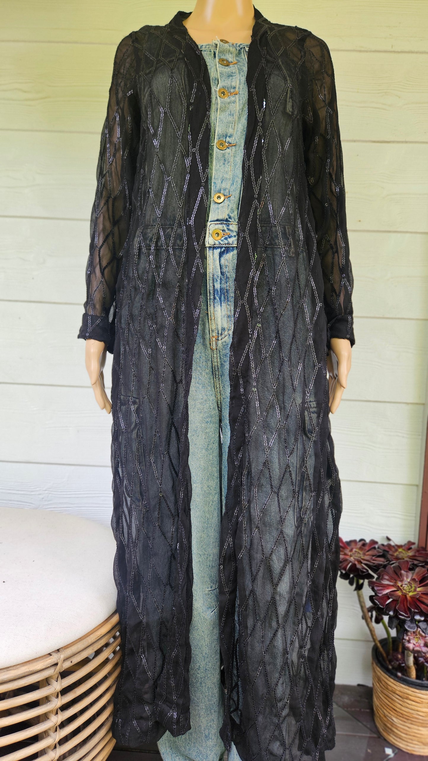 Sequin Long Light Coat Size S