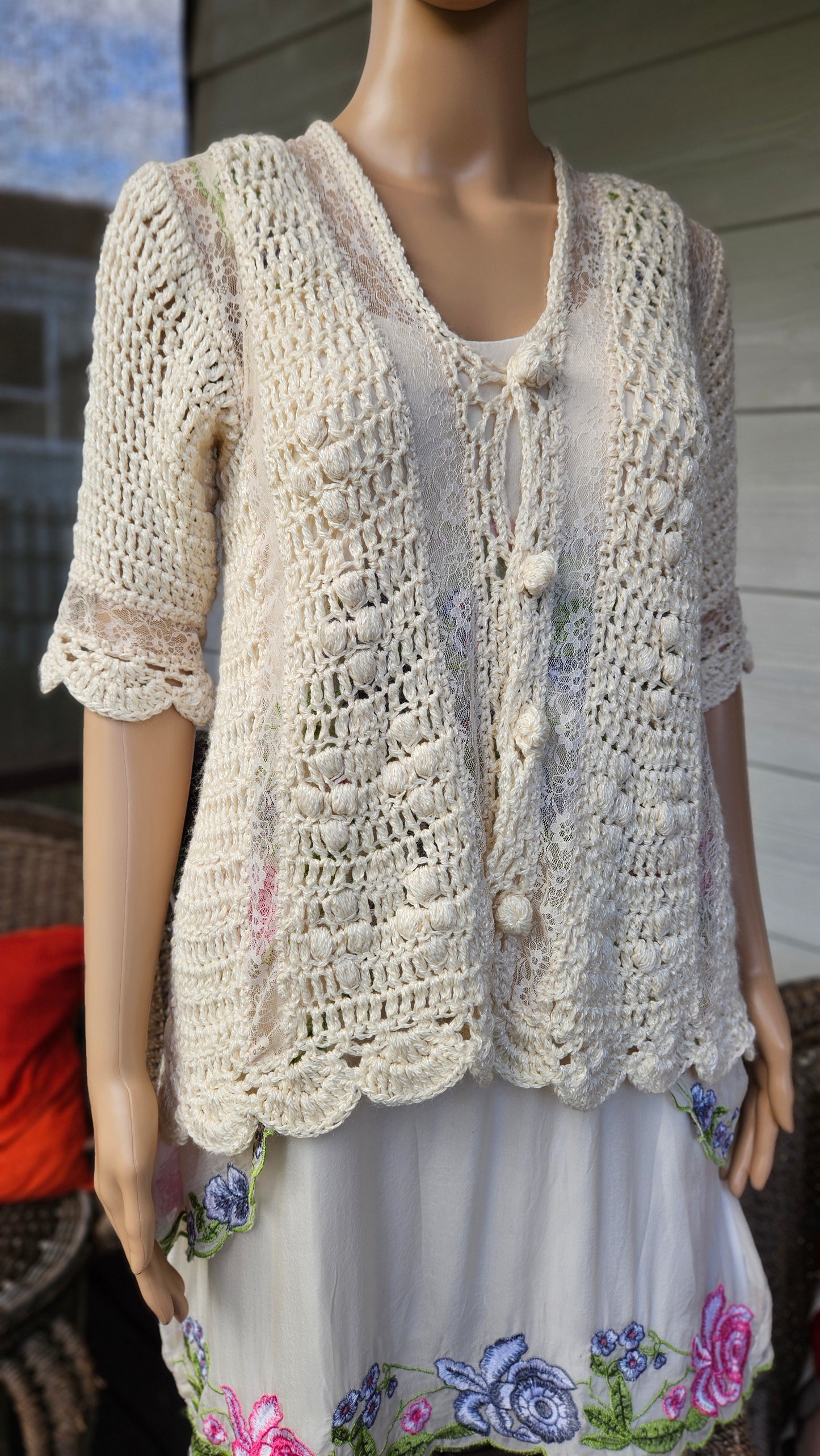 Crochet short sleeve Top - Cardigan bohemian Coat - Lace coat bolero