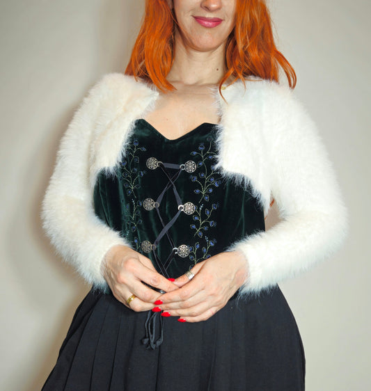 H&M Fluffy White Eyelash Knit Cropped Bolero Shrug