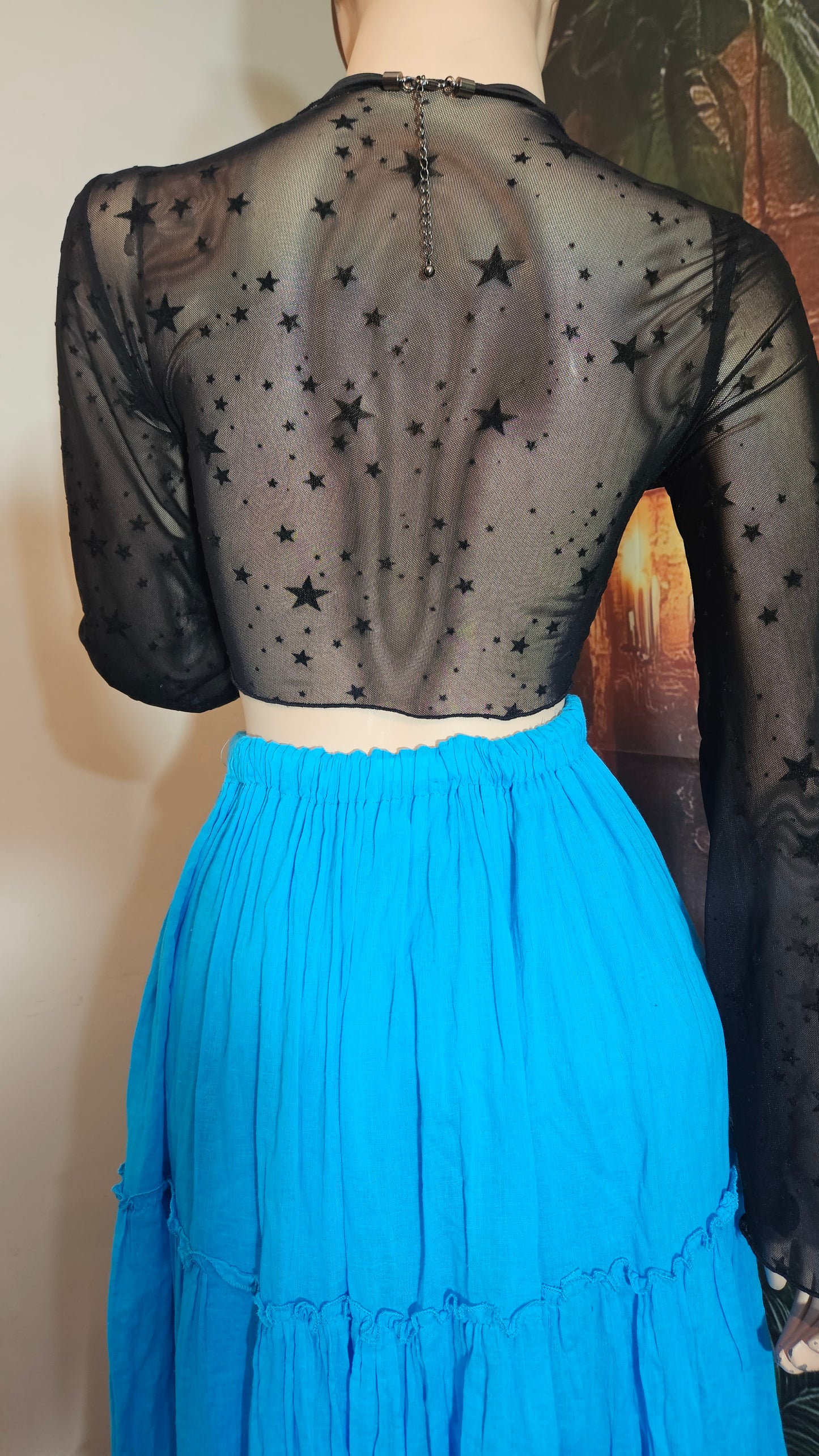 Black Mesh flares cropped top