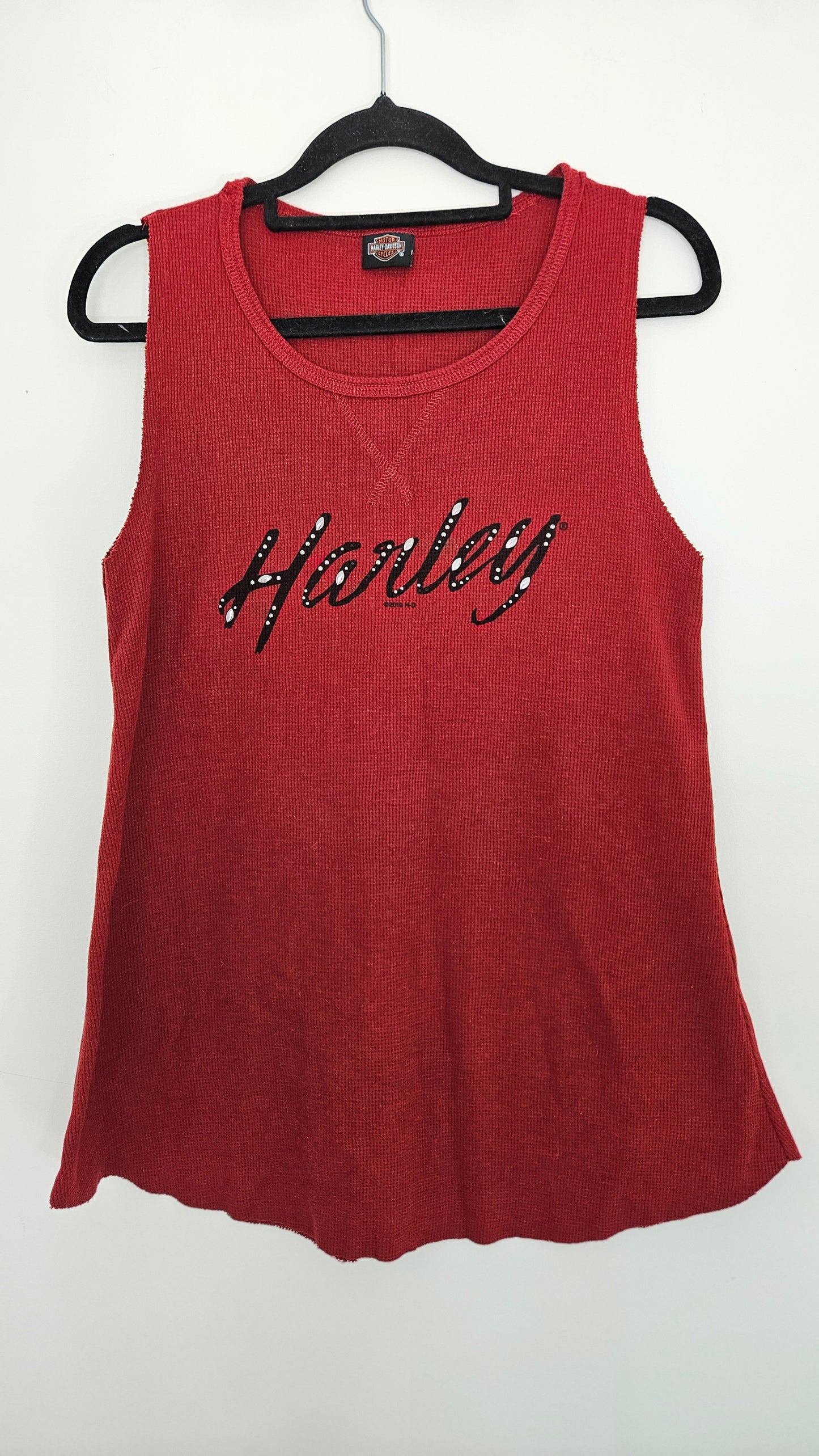 Official Harley-Davidson Tank Top Pomona Valley California - Red Waffle Knit