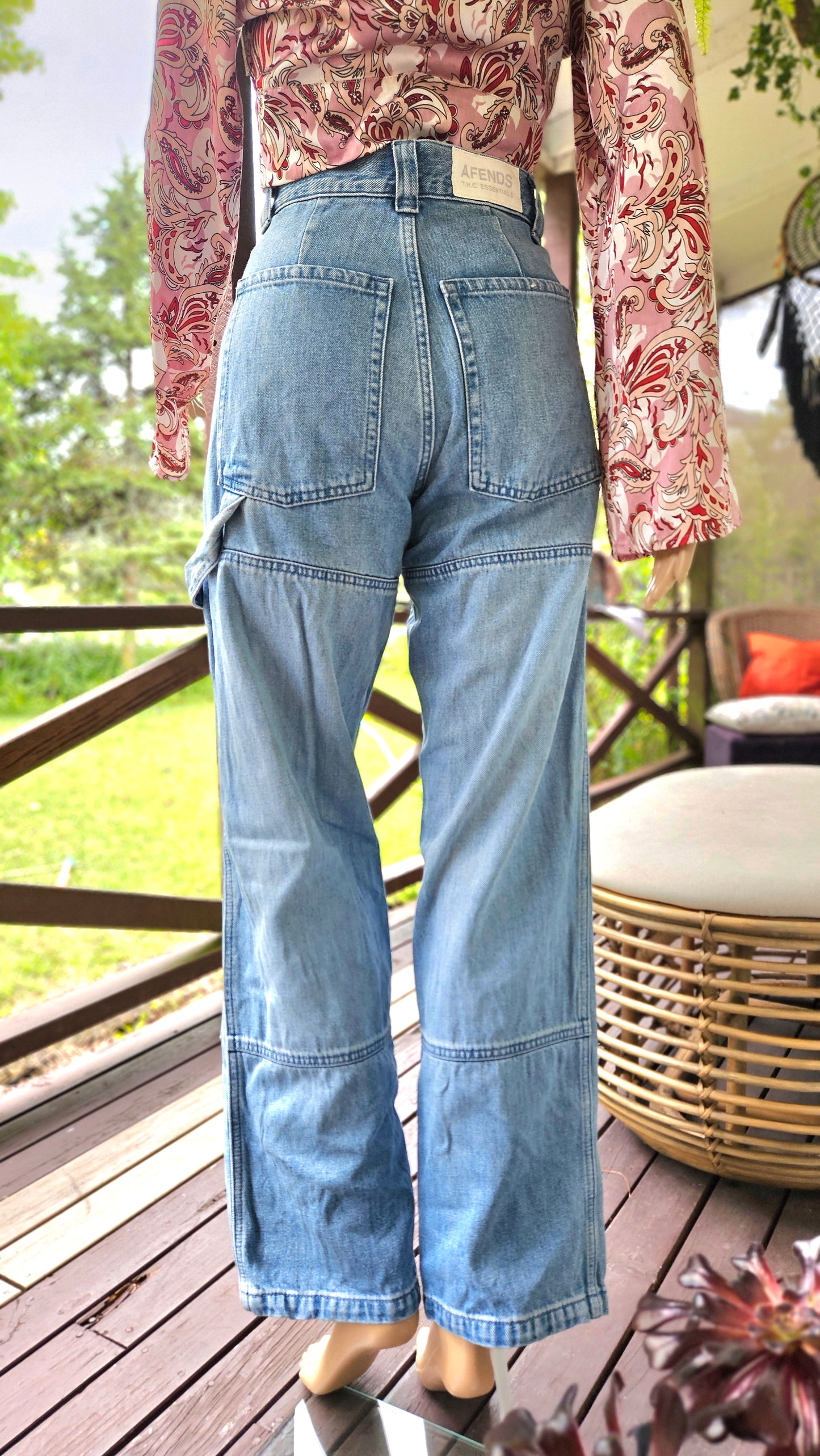 High waist Afends Moss Hemp cargo Jeans. Denim Pants size 24