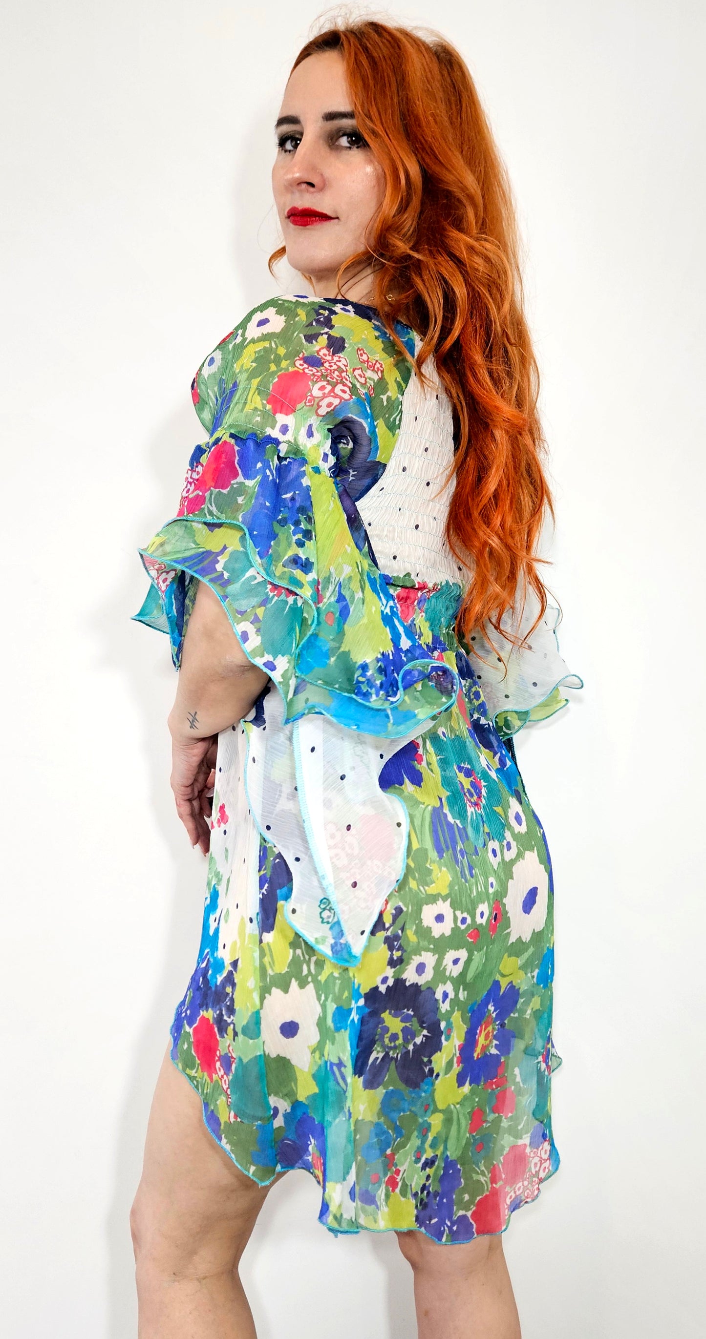 Made in Italy Colourful Boho High-Low Dress – Size M