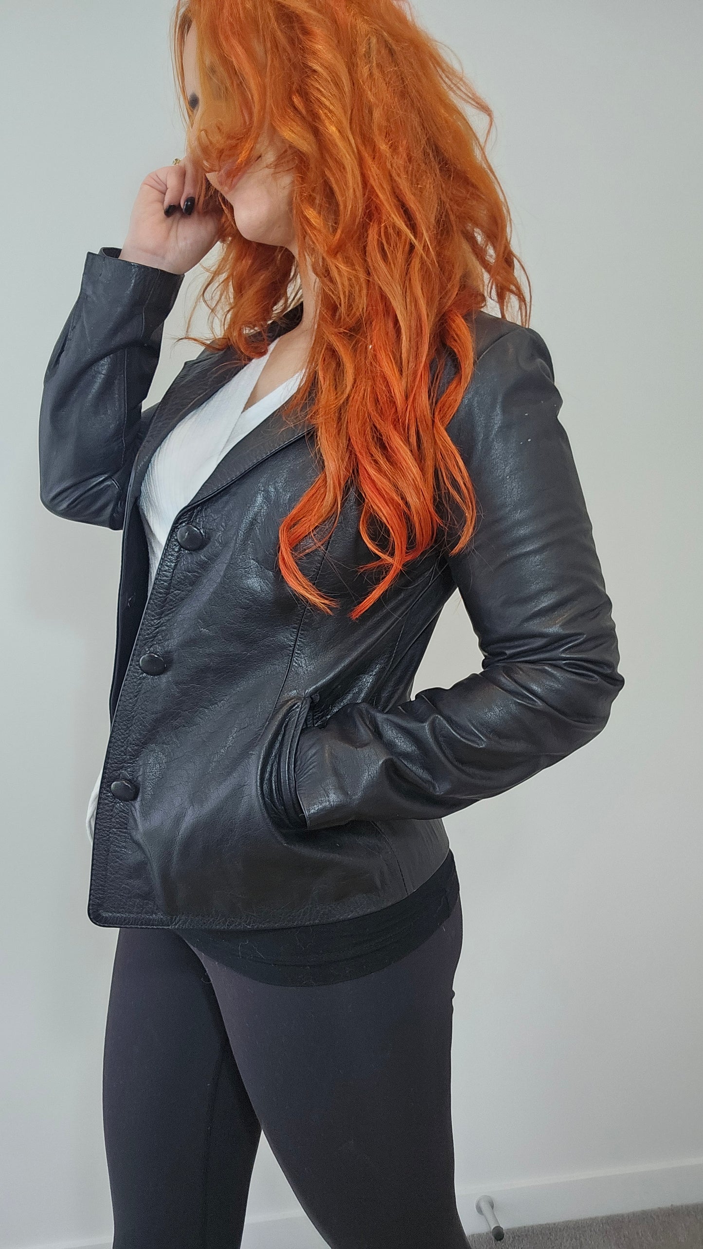 Vintage Colombian Leather Jacket. Black leather Jacket 80s & 90s