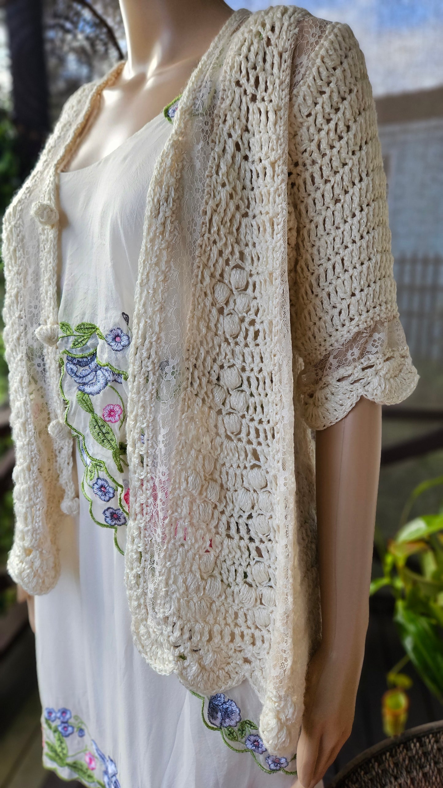Crochet short sleeve Top - Cardigan bohemian Coat - Lace coat bolero