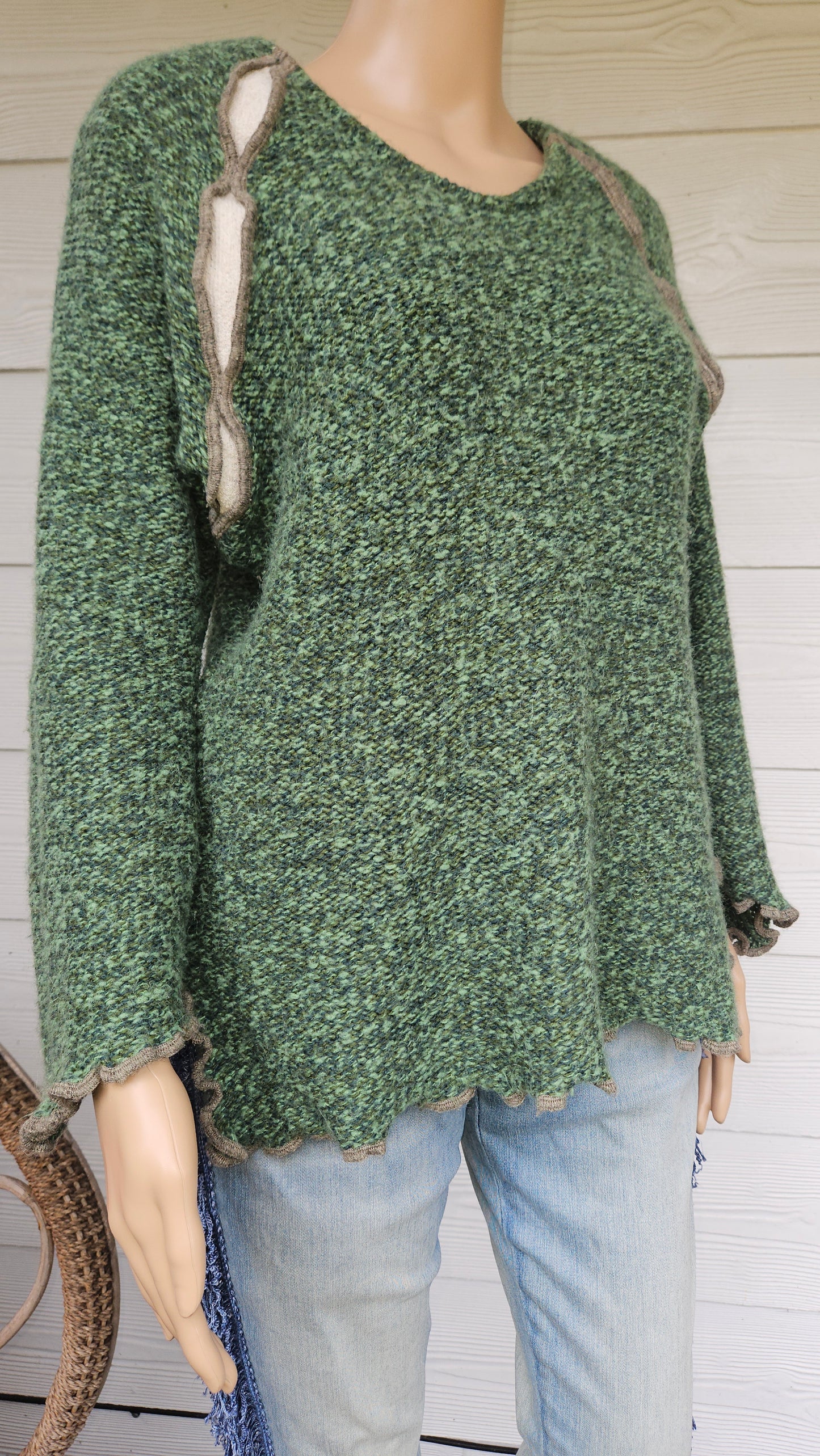 She's Crazy Sweater bohemian style sweater Top Size S