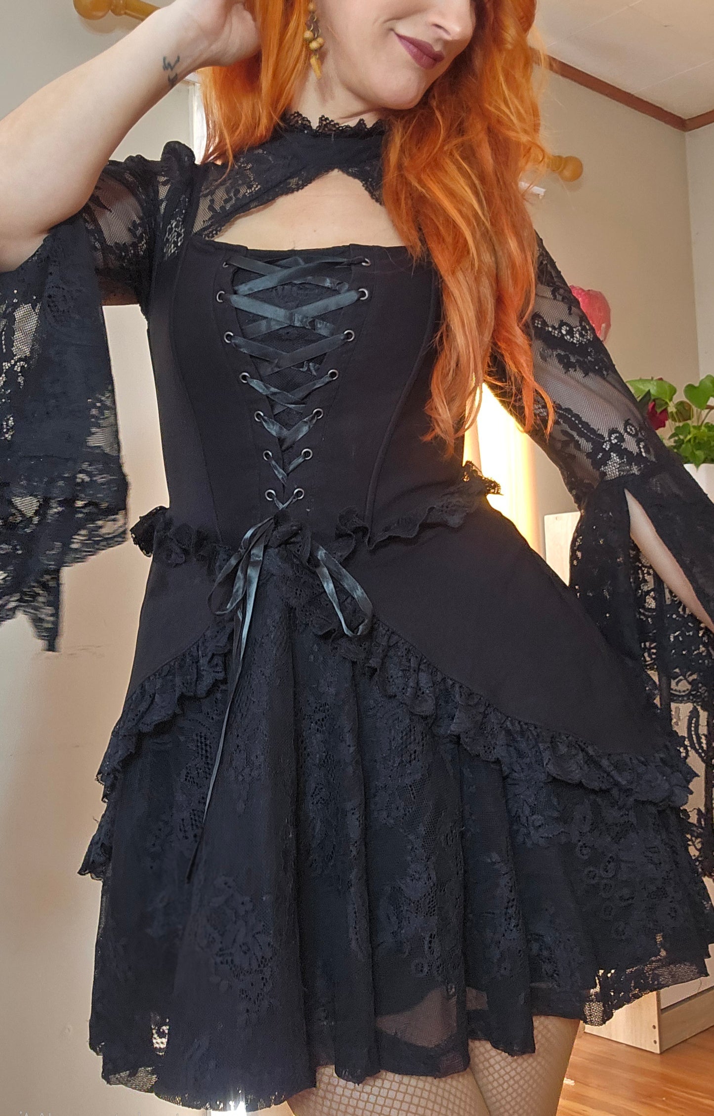 Romantic Gothic Lace Dress Size M
