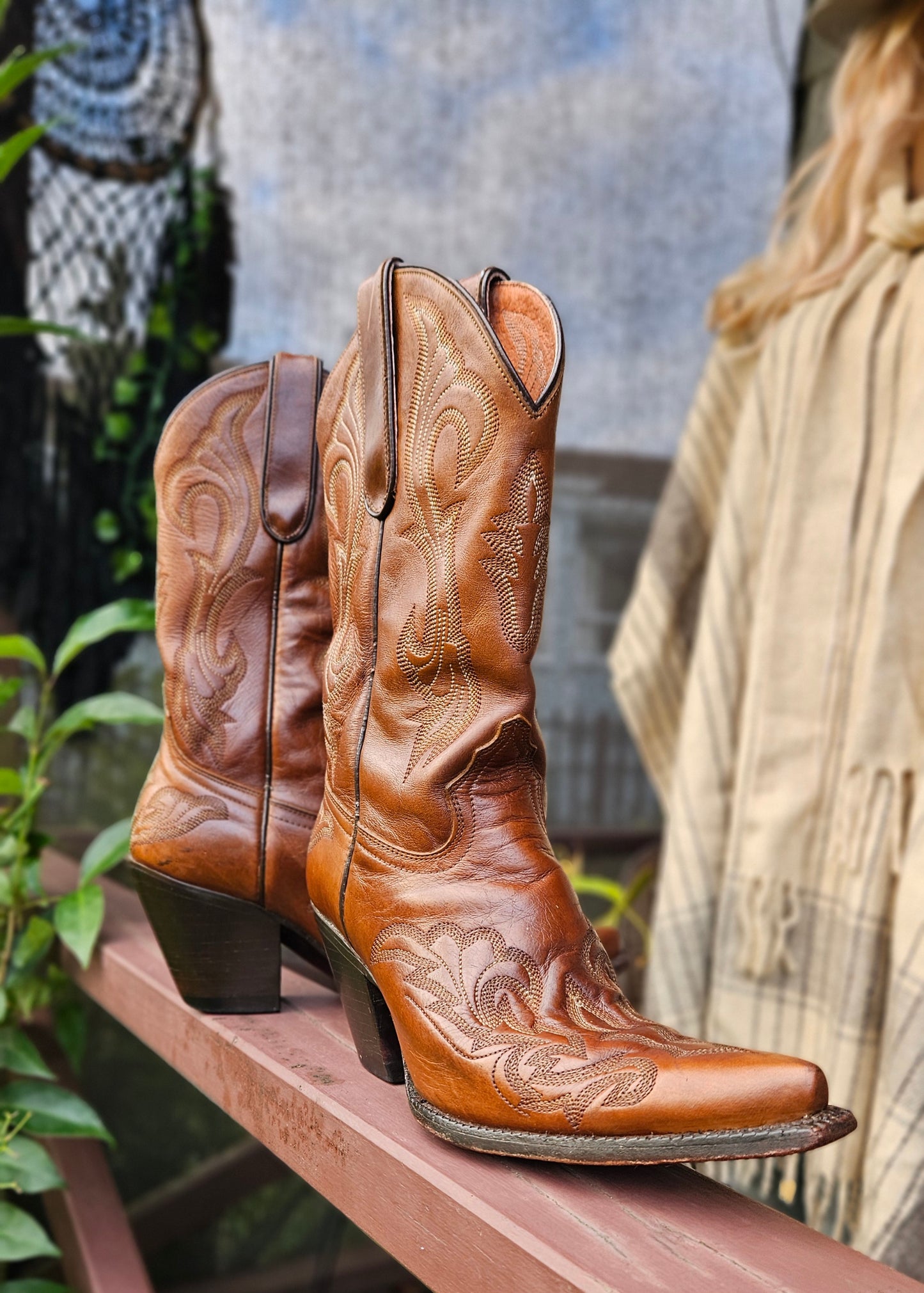 Authentic Tony Lama Cowboy Leather Boots Size 38