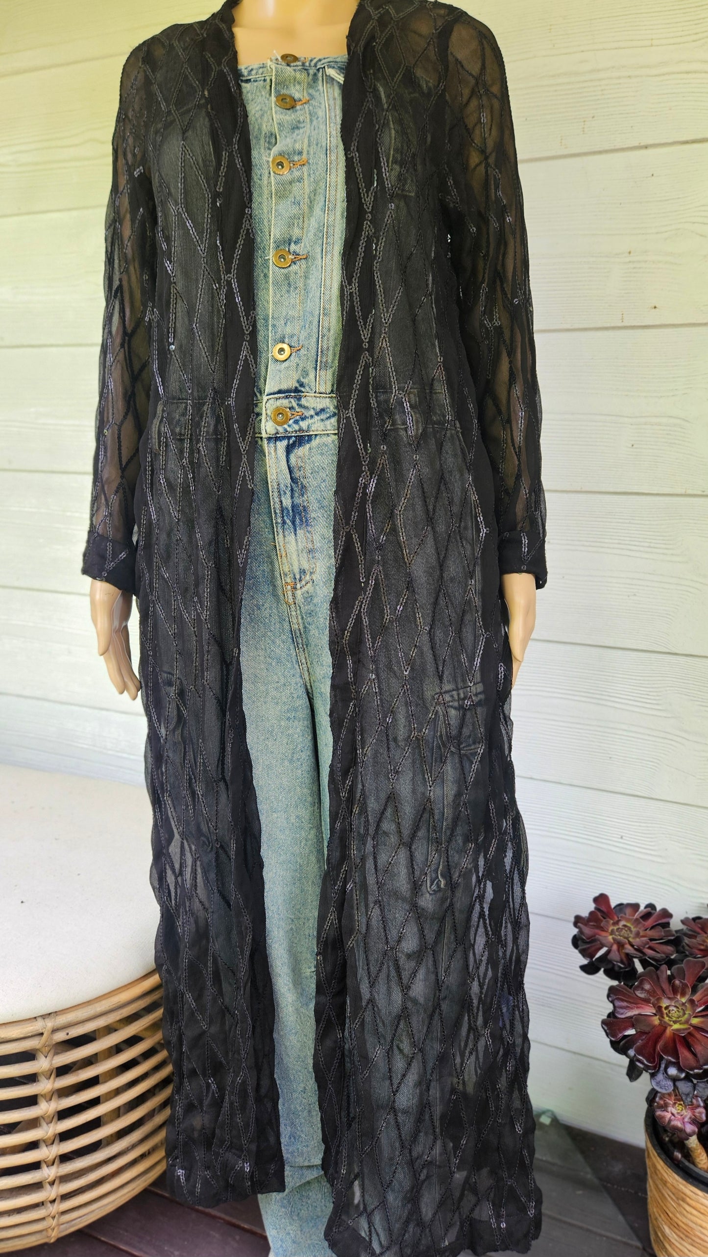 Sequin Long Light Coat Size S