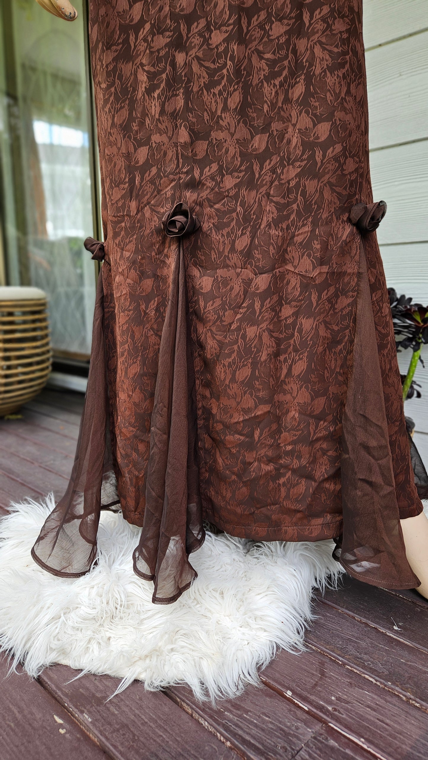 Vintage Brown Maxi Dress - Size 12