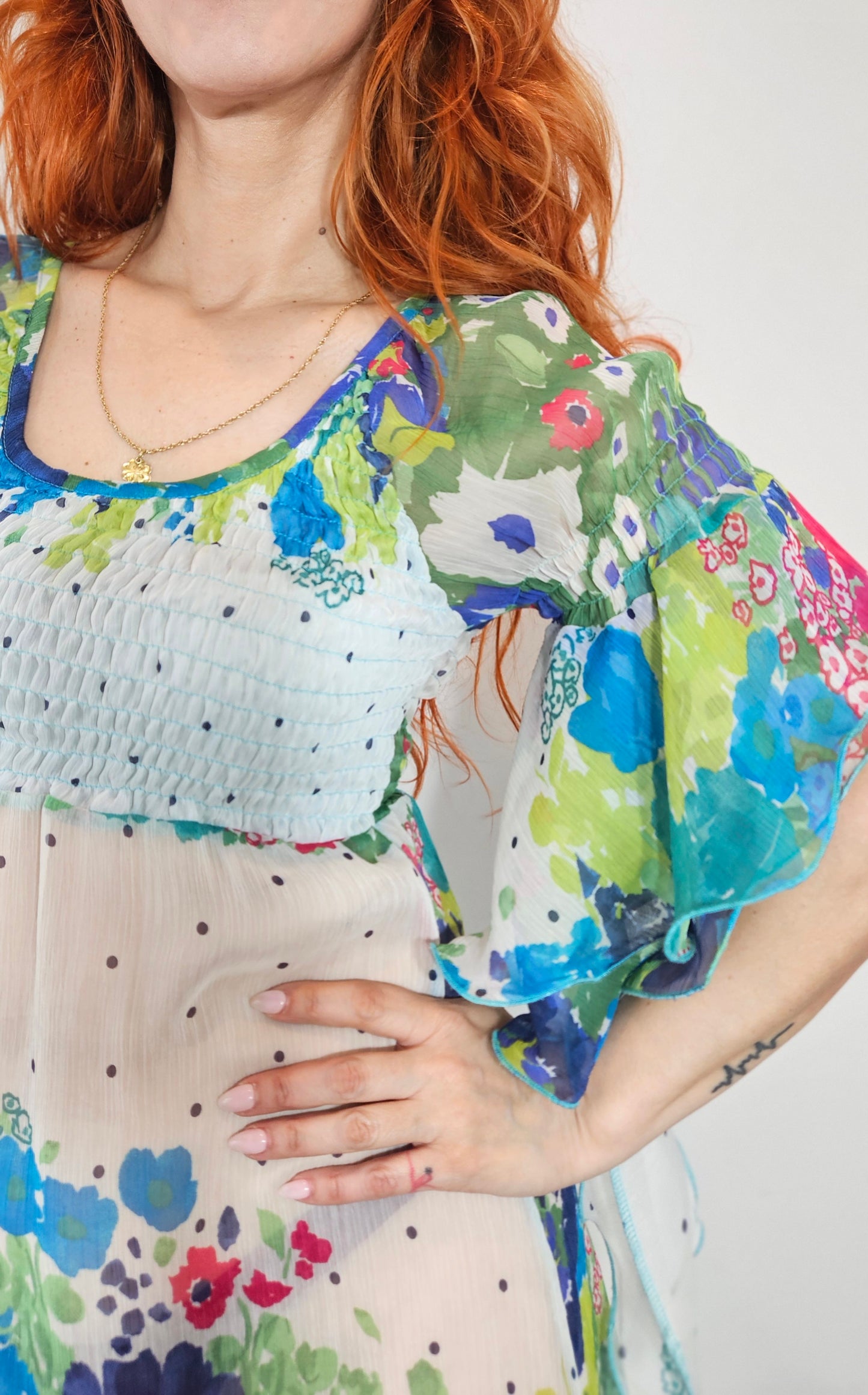 Made in Italy Colourful Boho High-Low Dress – Size M