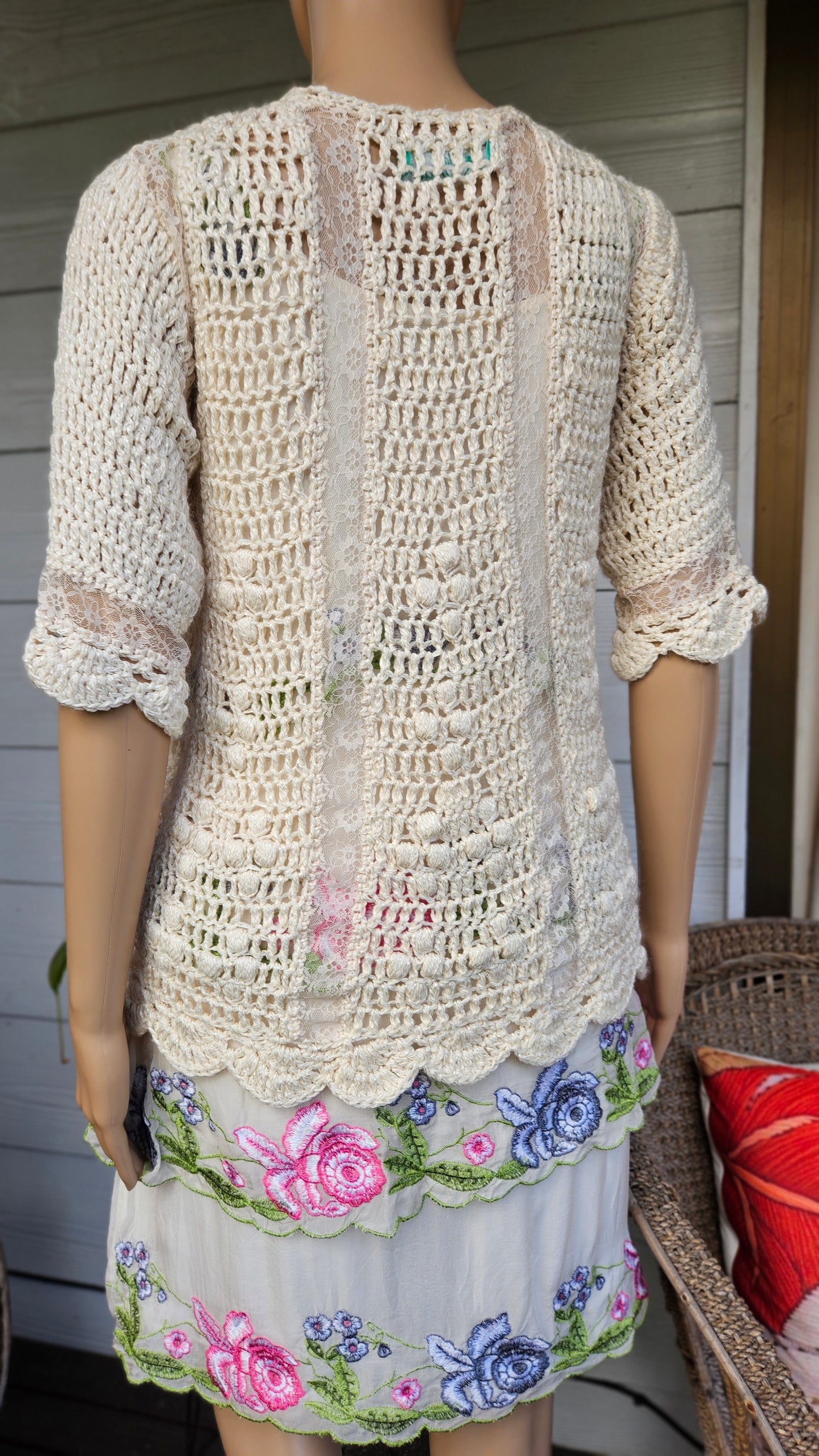 Crochet short sleeve Top - Cardigan bohemian Coat - Lace coat bolero
