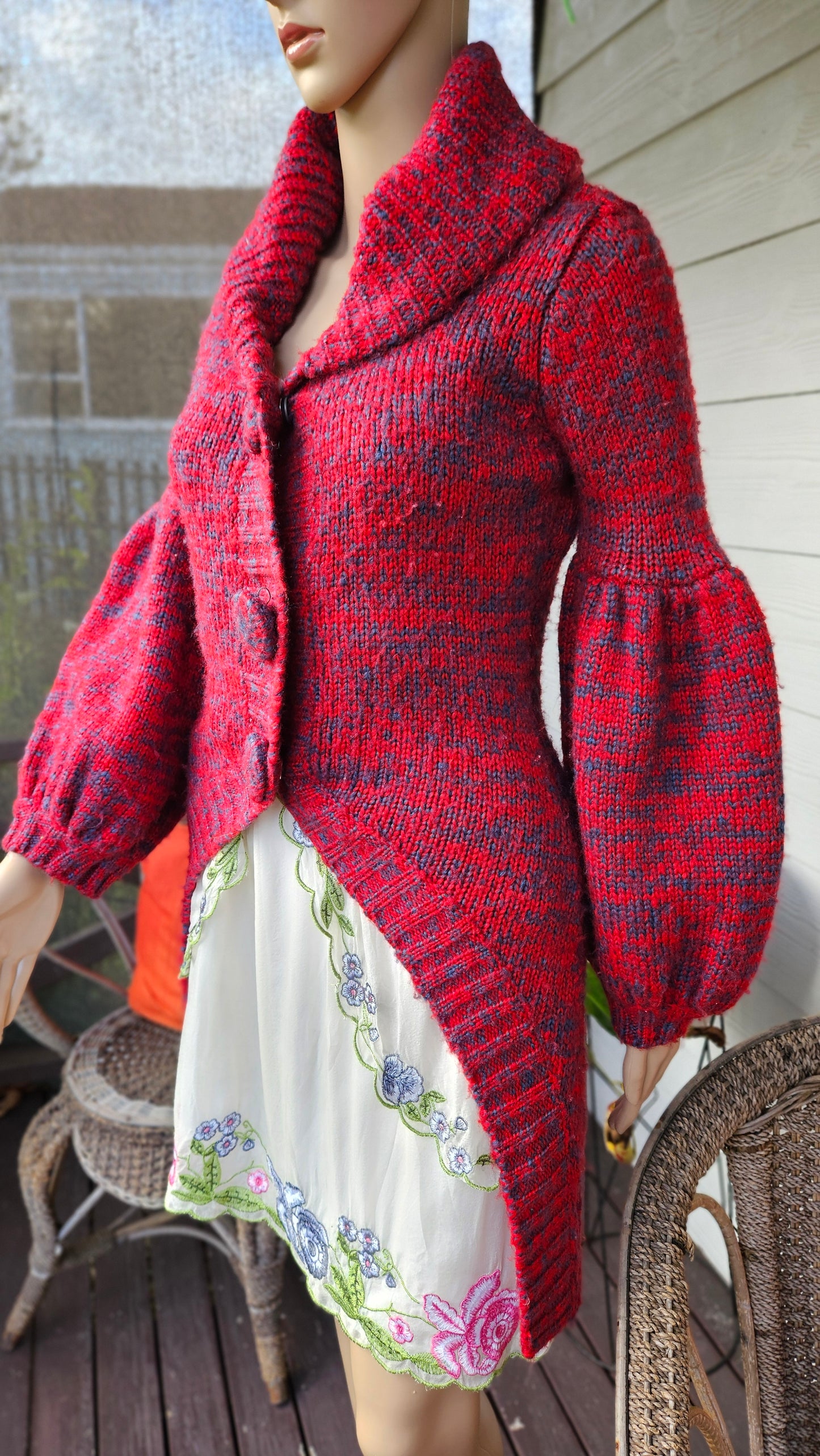 Stunning Red Knit Cardigan - Preloved Cardi Coat