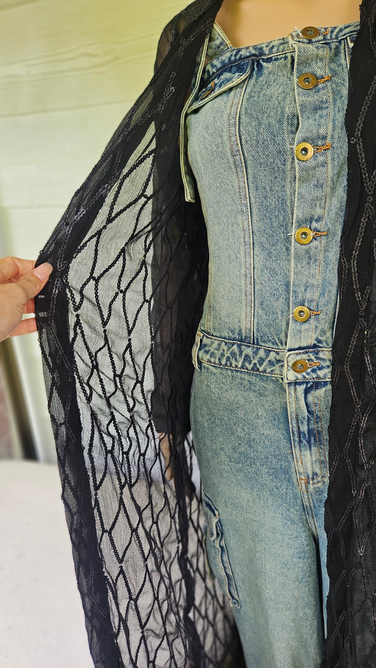 Sequin Long Light Coat Size S