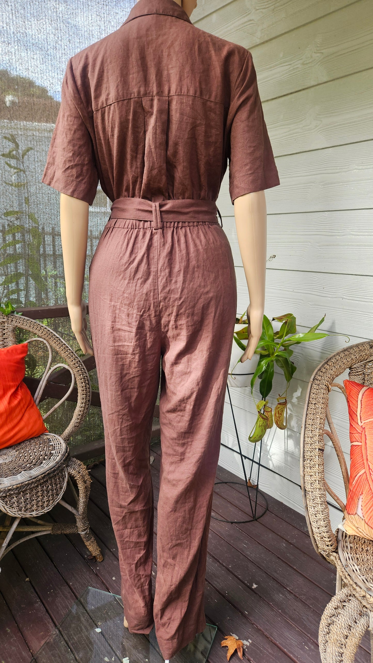 Brown Belted Jumpsuit Preloved Jumpsuit by DLUXE Basics