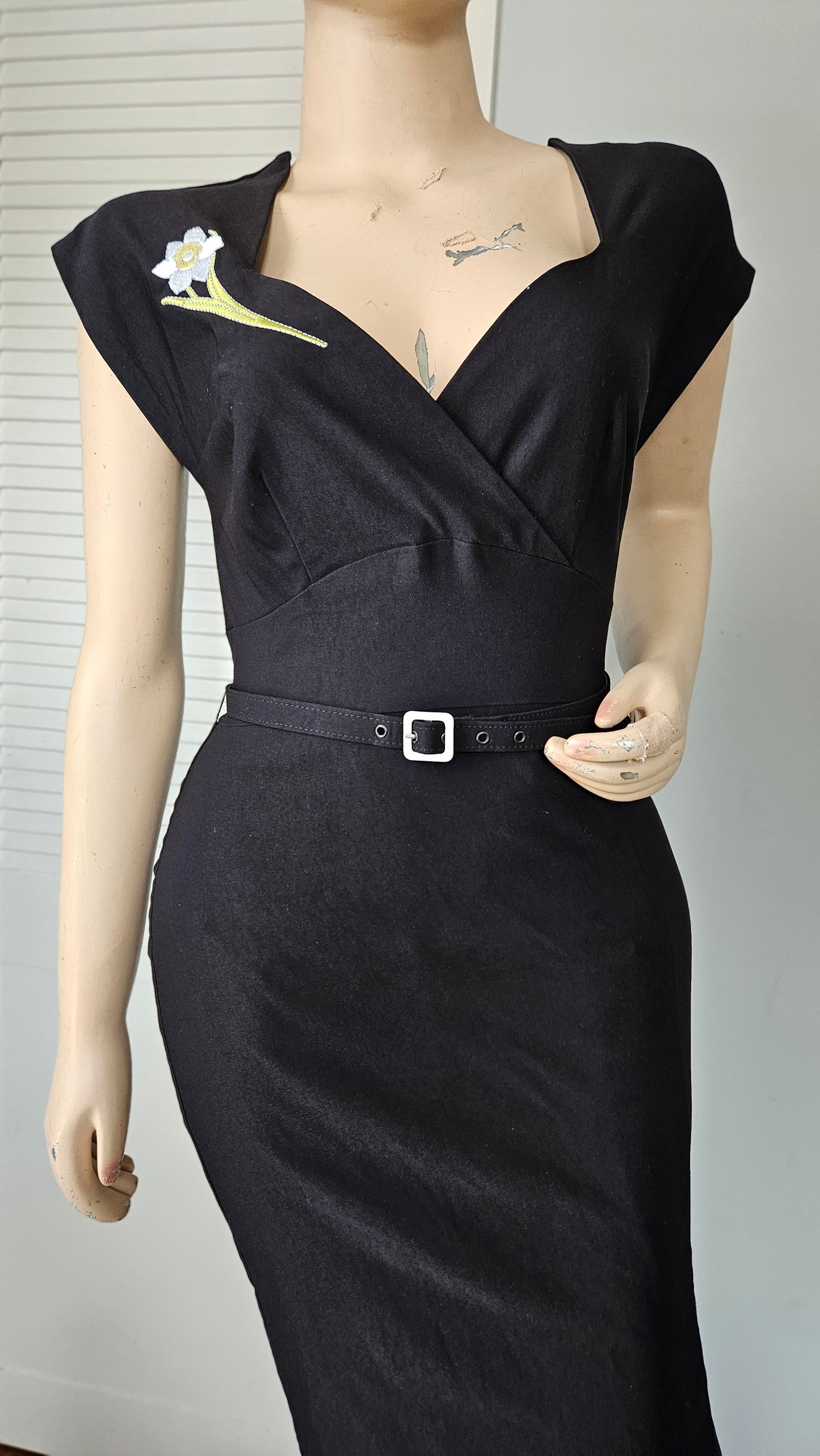 Vintage Black Belted Dress. Size 10