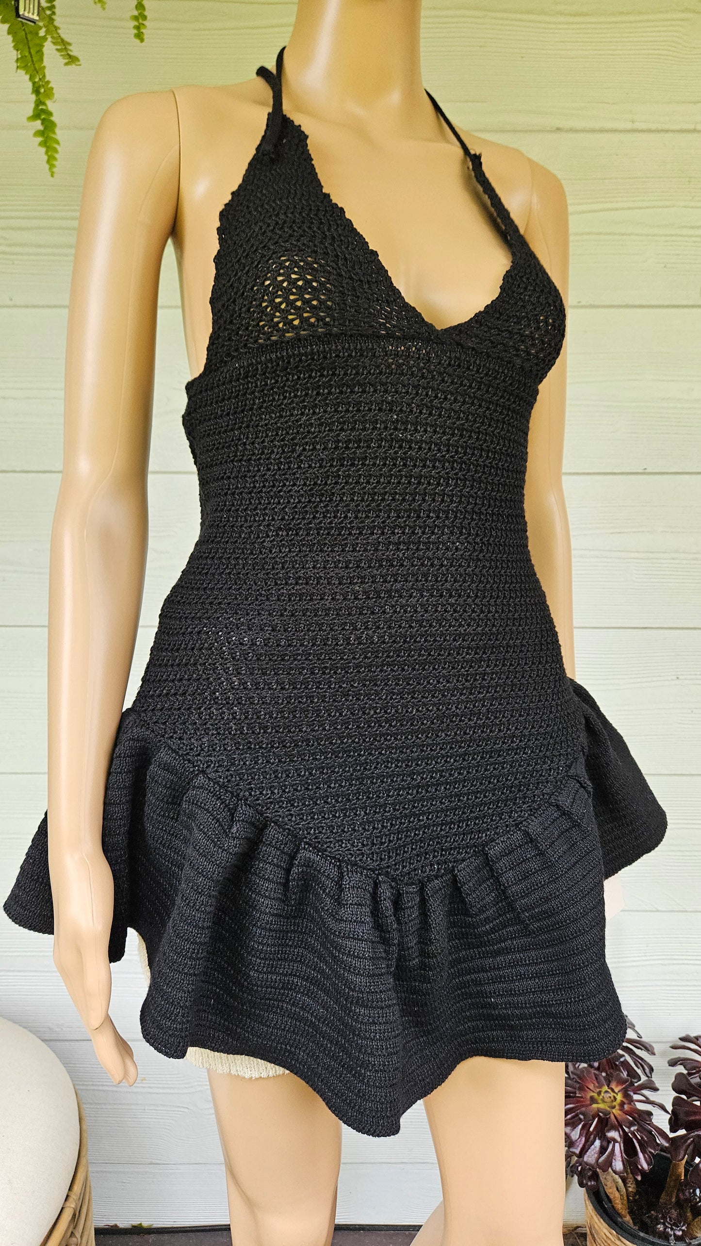 Black Crochet Mini Dress - Preloved Fashion Find summer dress