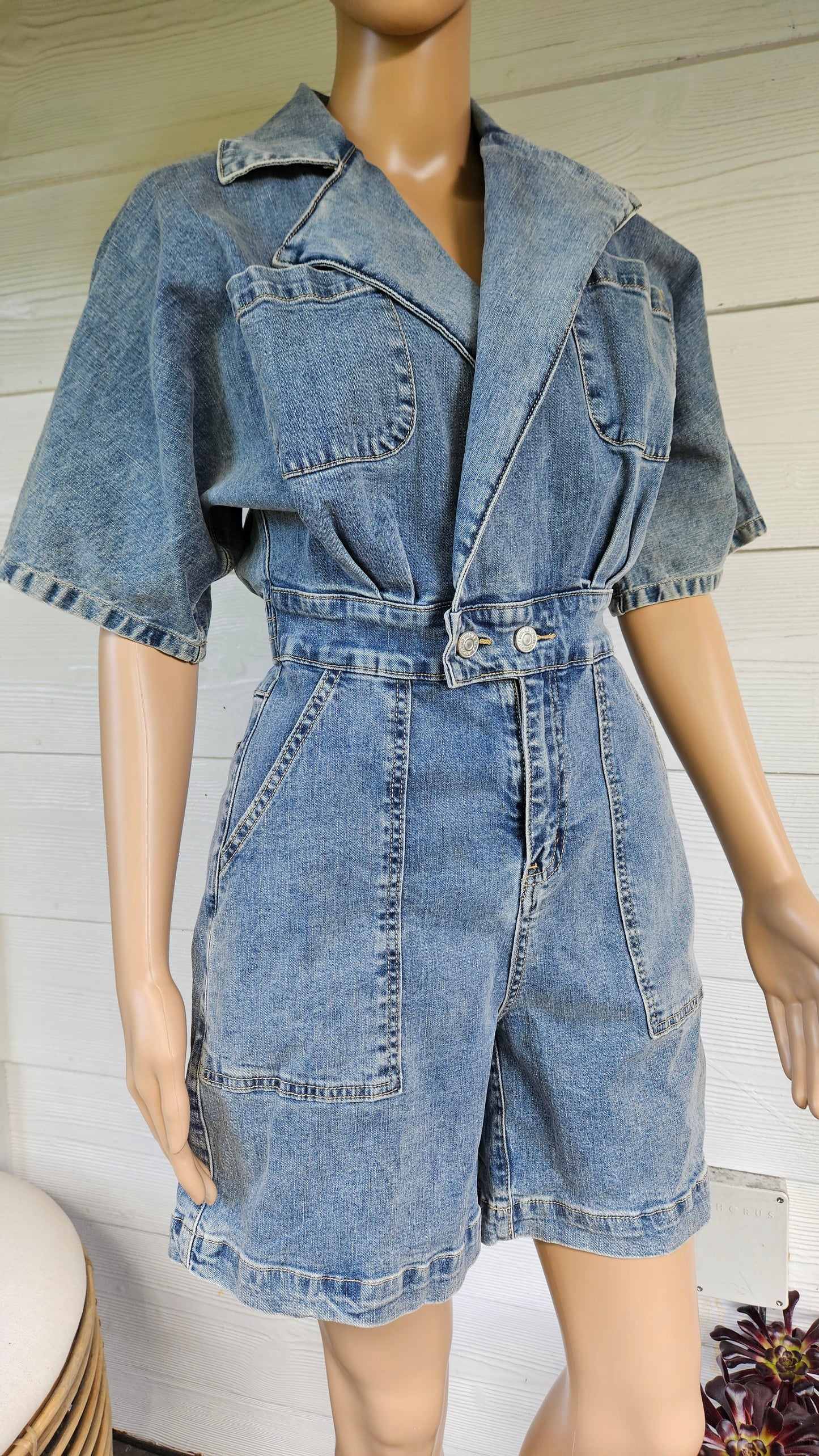 Denim Romper LA.LA PlaySuit Size M. Stretchy!
