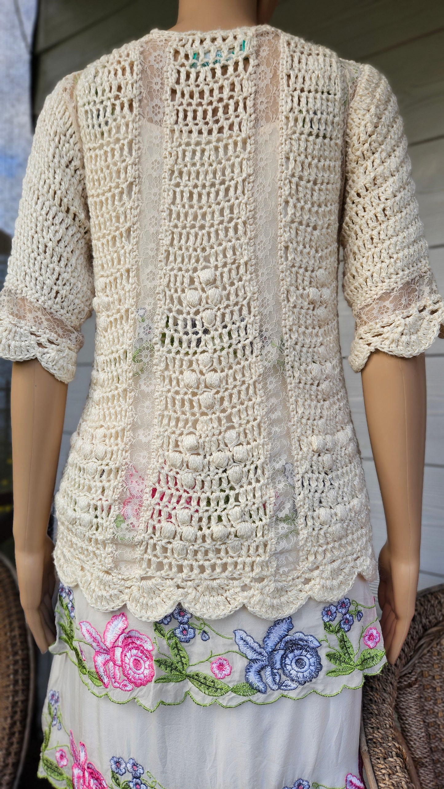 Crochet short sleeve Top - Cardigan bohemian Coat - Lace coat bolero