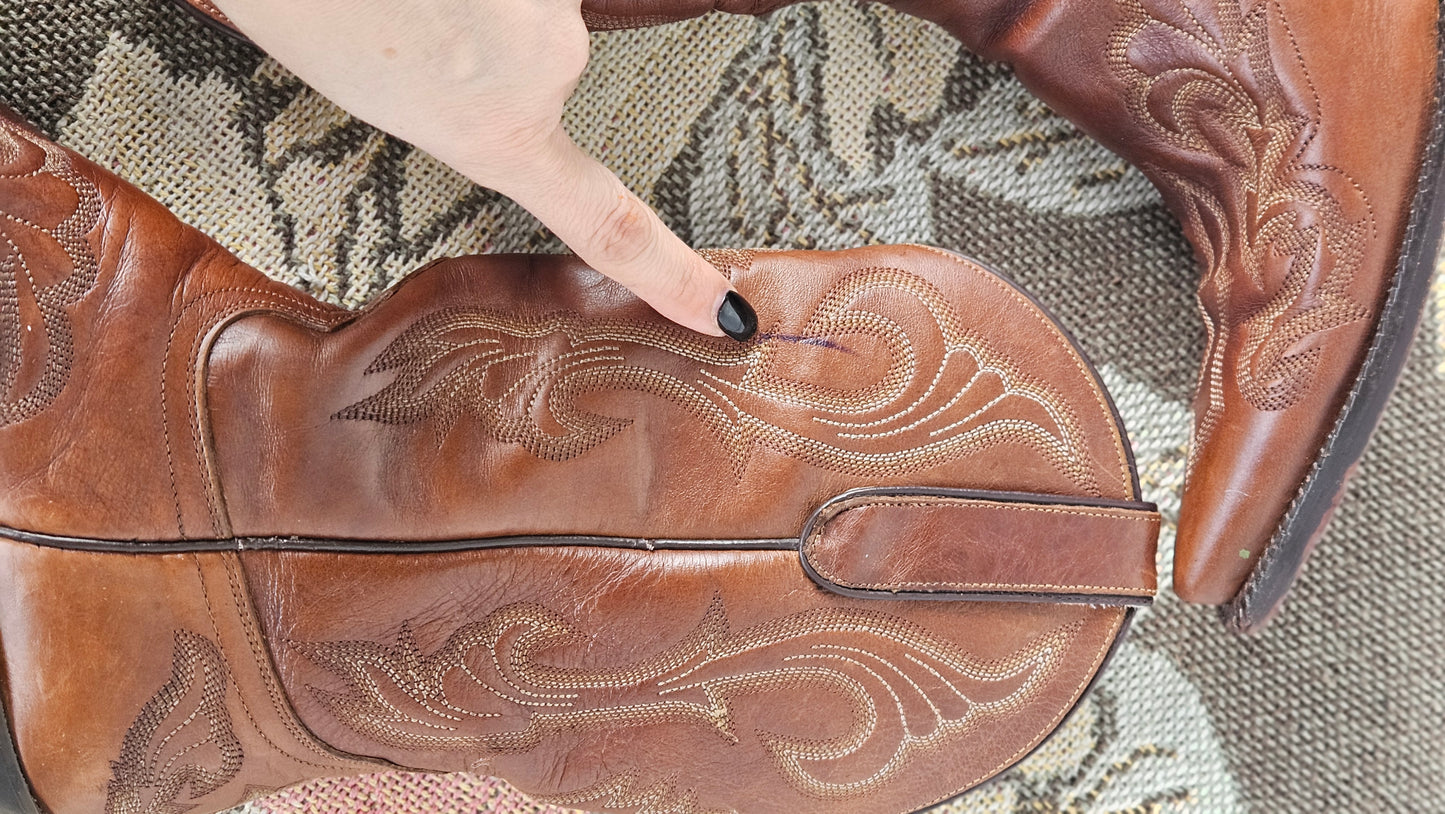 Authentic Tony Lama Cowboy Leather Boots Size 38