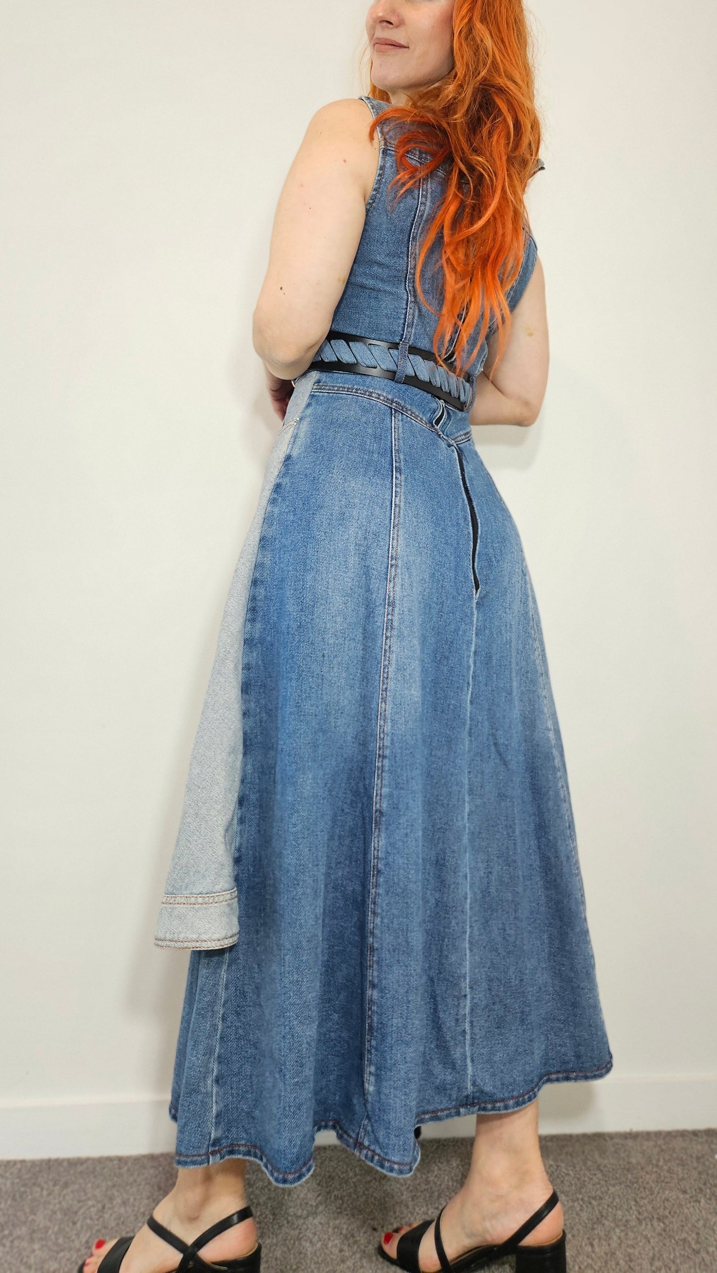 Authentic LEO LIN  Asymmetric Patchwork Denim Maxi Dress