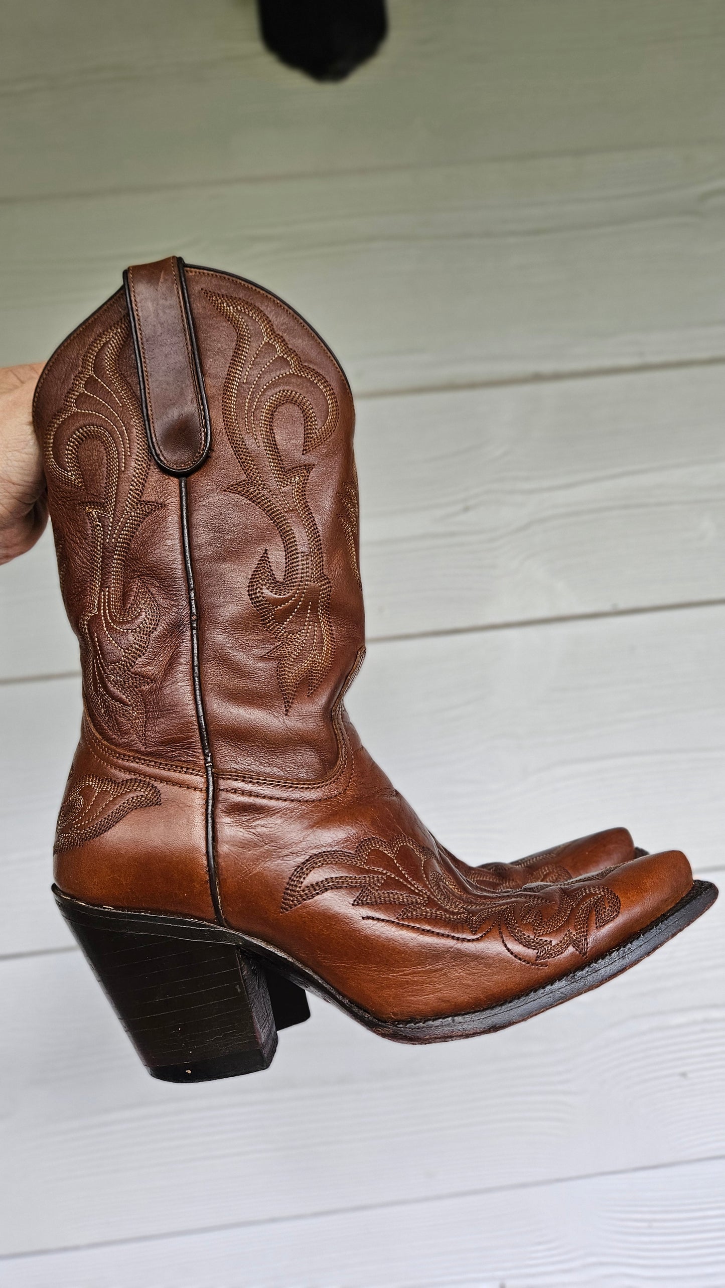 Authentic Tony Lama Cowboy Leather Boots Size 38
