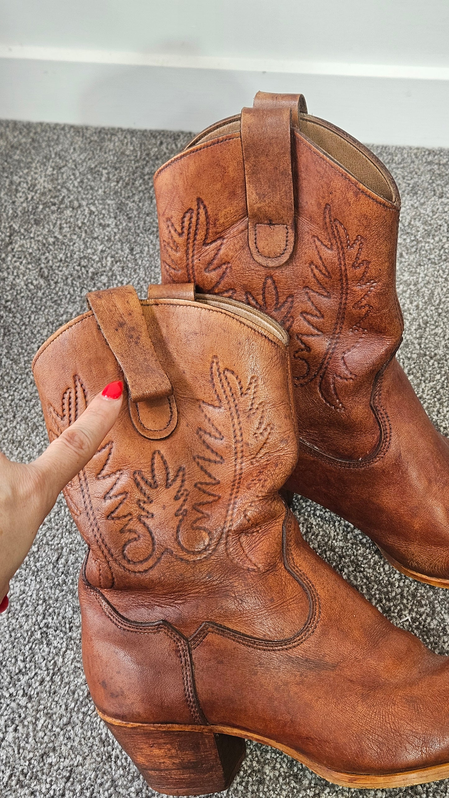 Vintage 1980s Dingo Genuine Leather Cowboy Slouch Boots