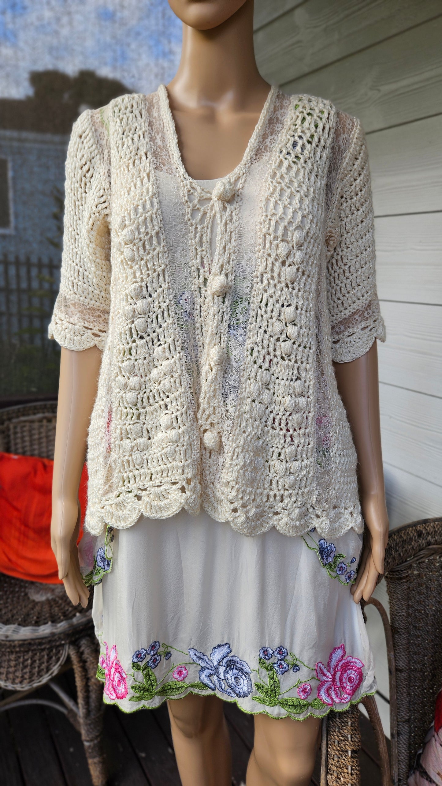 Crochet short sleeve Top - Cardigan bohemian Coat - Lace coat bolero