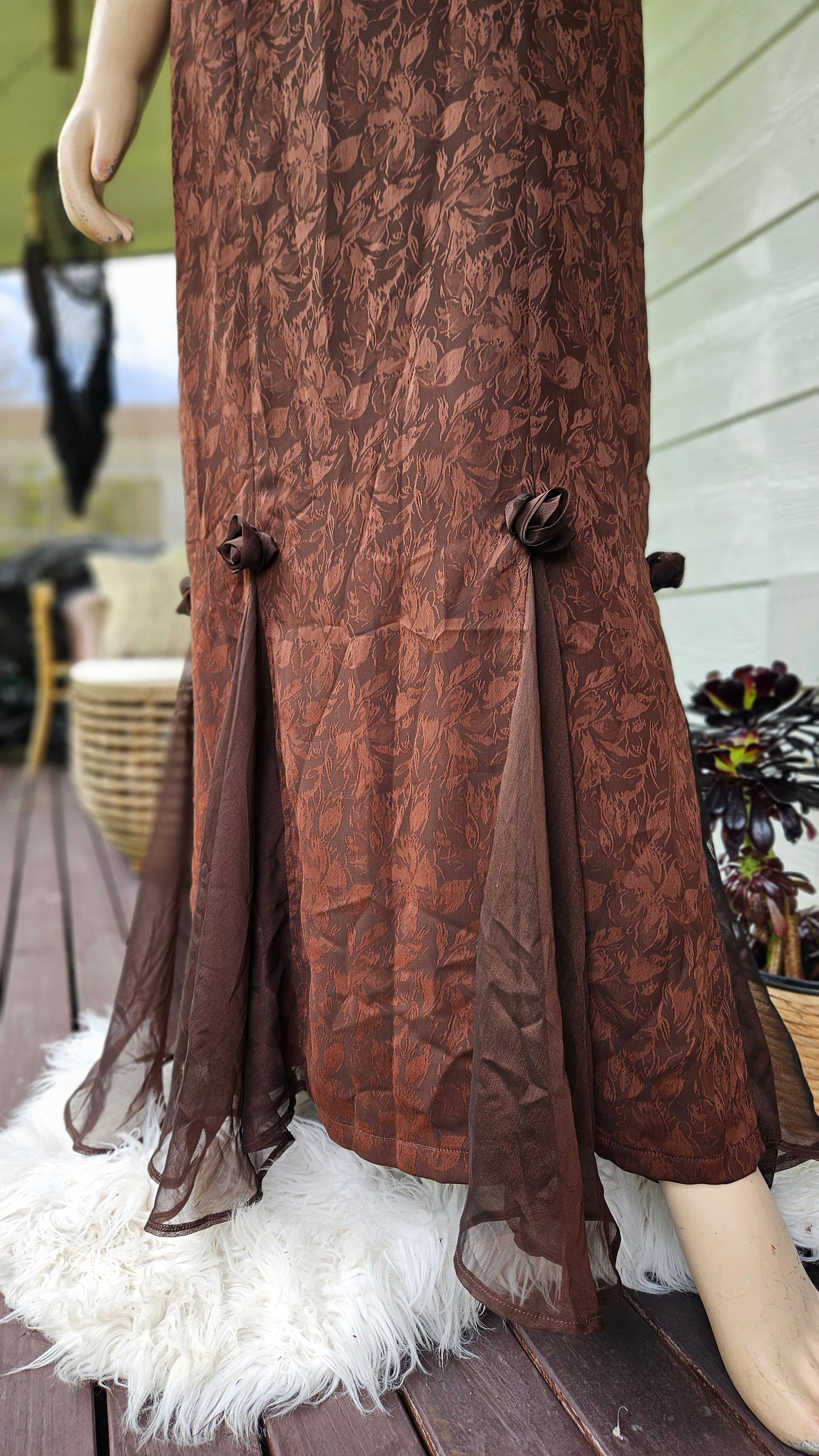 Vintage Brown Maxi Dress - Size 12