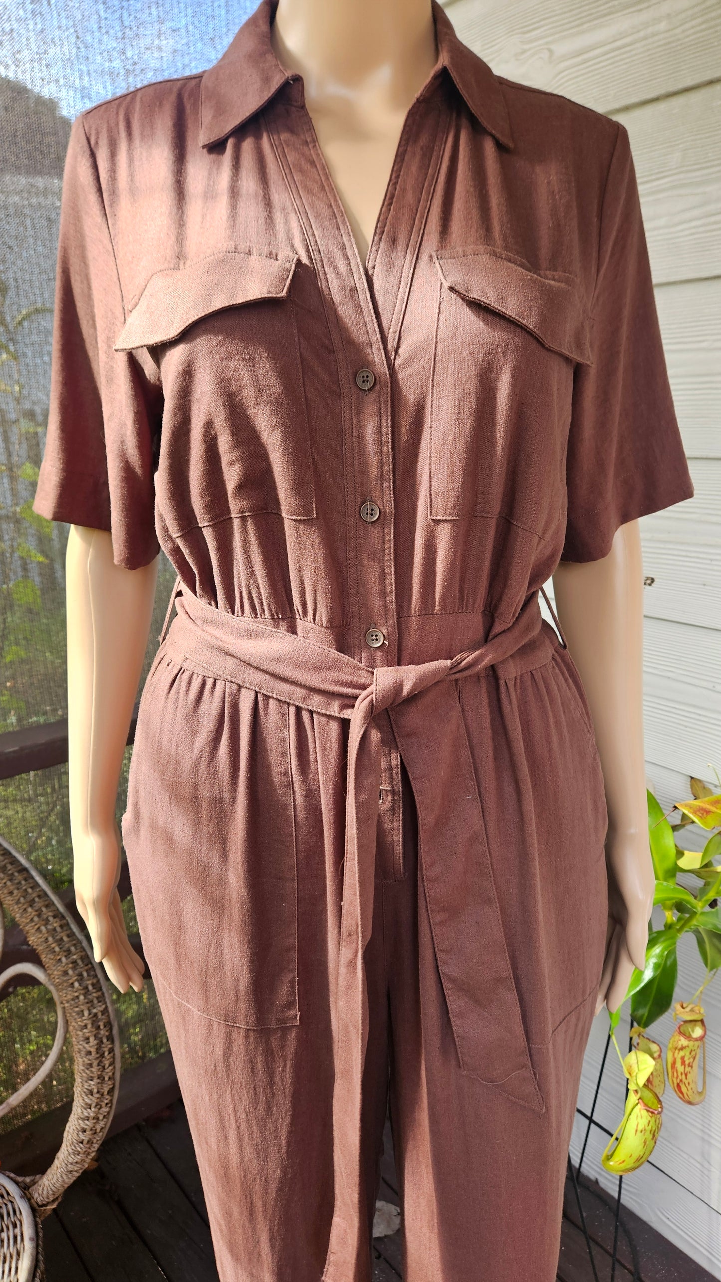 Brown Belted Jumpsuit Preloved Jumpsuit by DLUXE Basics