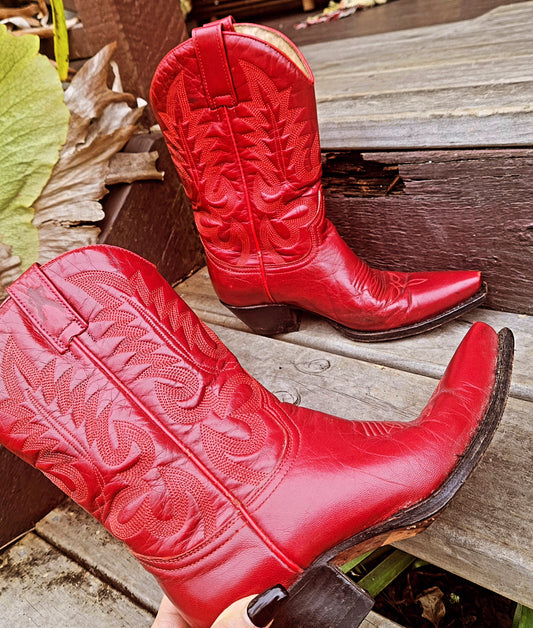 Authentic Loaded cowboy boots - Cherry Red Leather  boots Size 36