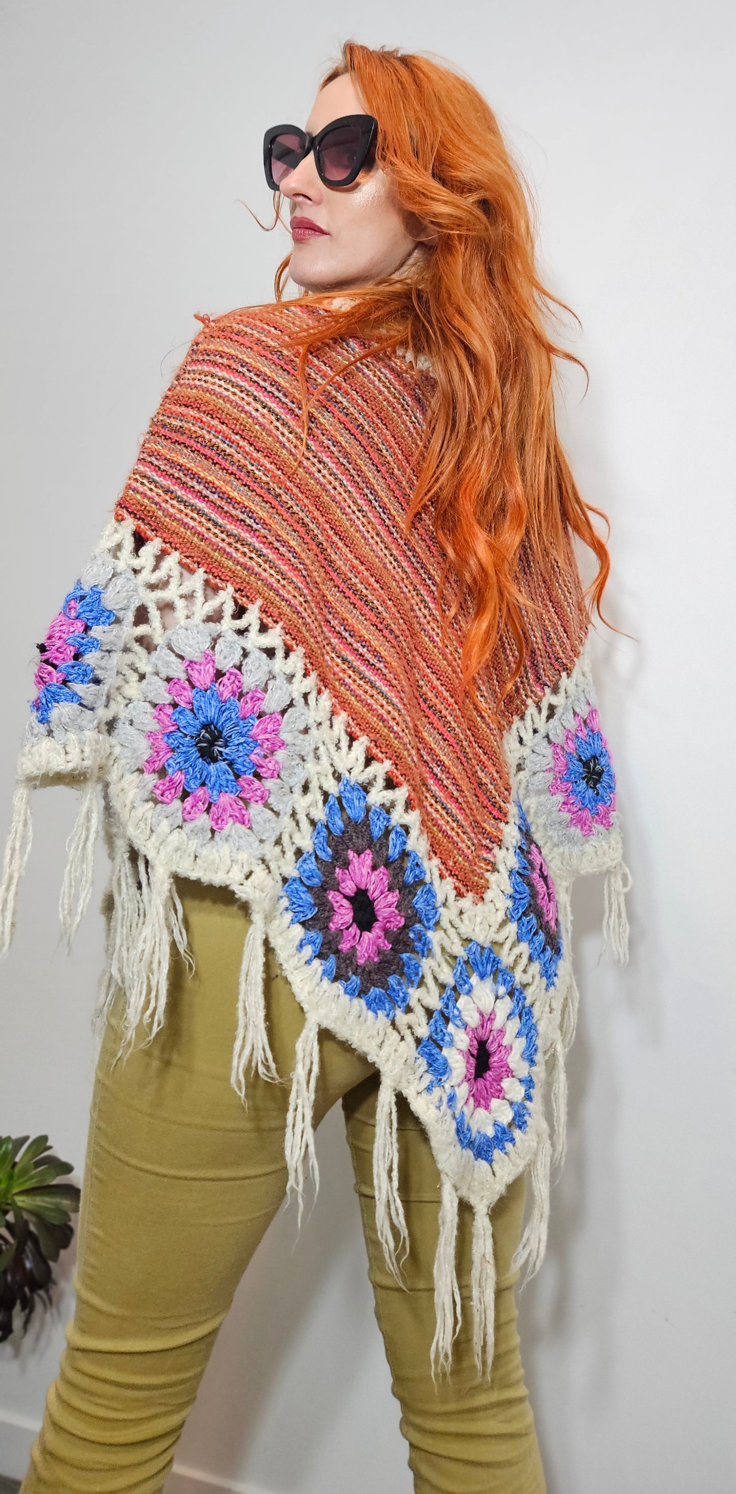 Hippie poncho - knit Poncho top Bohemian style - crochet top