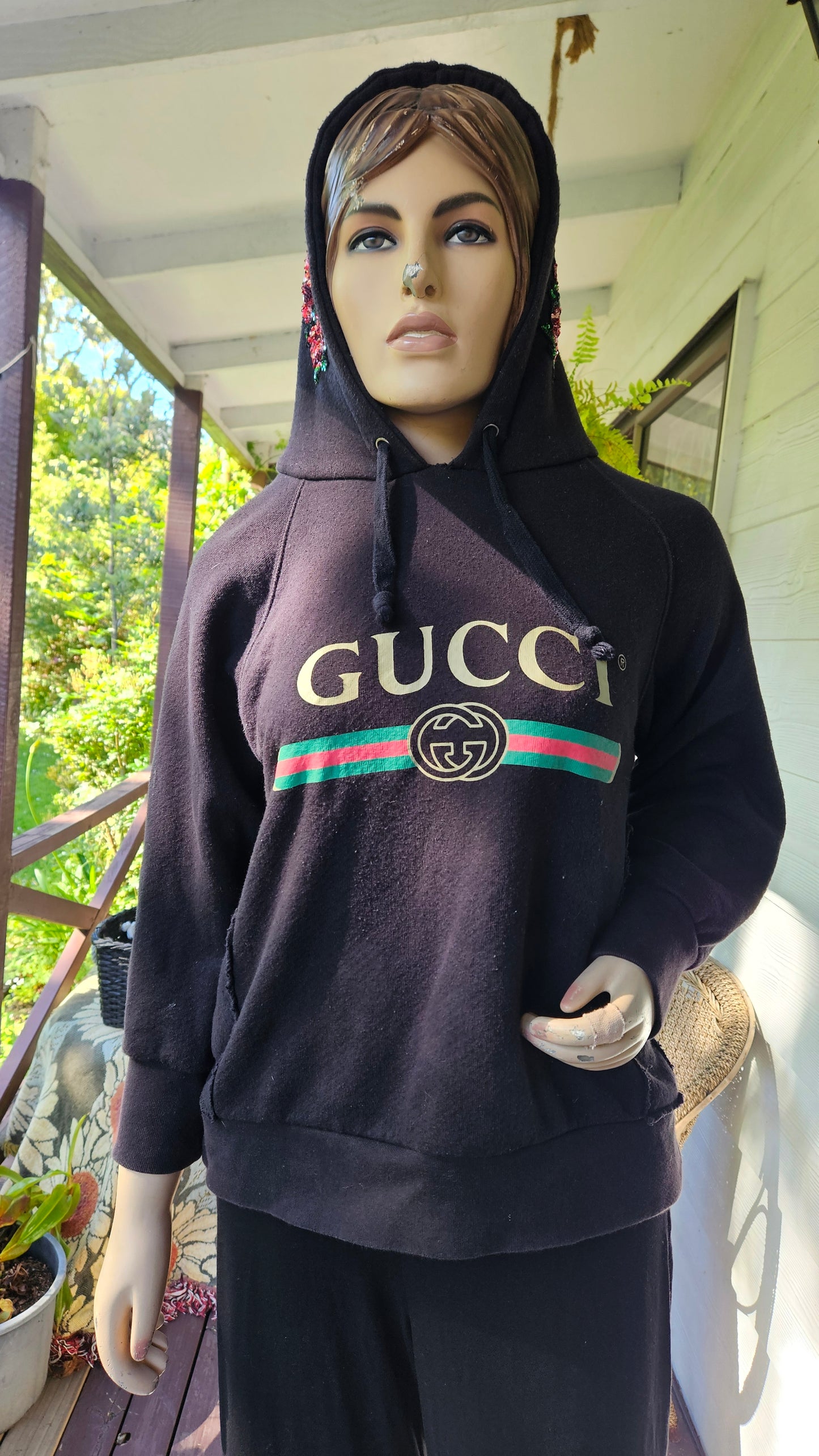 Gucci Black Cotton Blind For Love Embroidered Hoodie XS