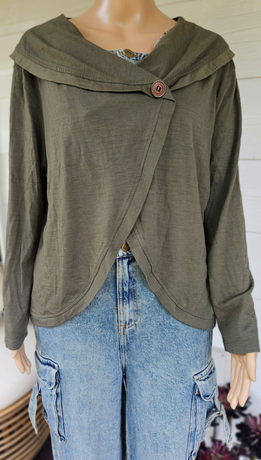 Lisa Law top light Cardi merino size 14. Top- Cardi - Used lace Cardigan