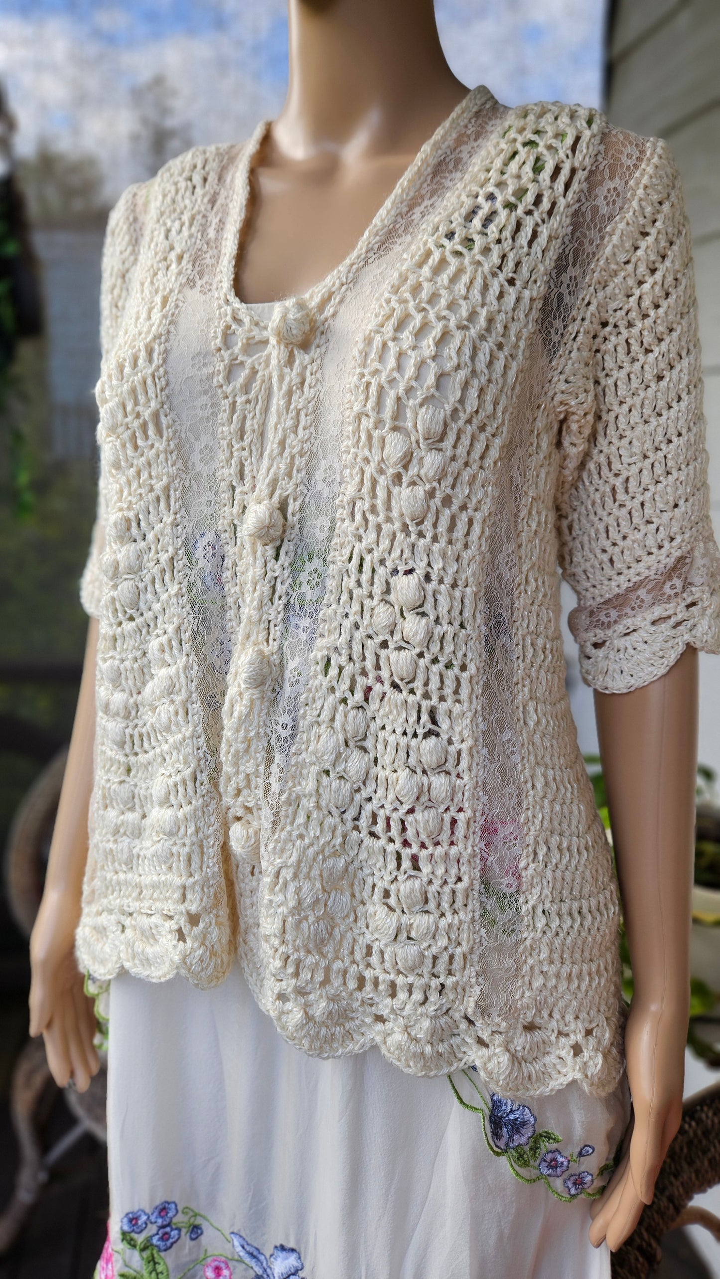 Crochet short sleeve Top - Cardigan bohemian Coat - Lace coat bolero