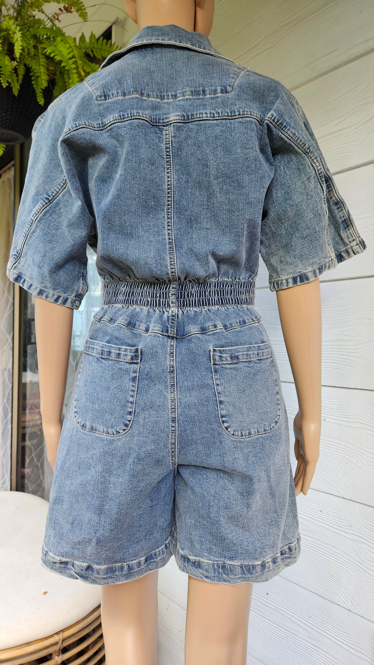 Denim Romper LA.LA PlaySuit Size M. Stretchy!