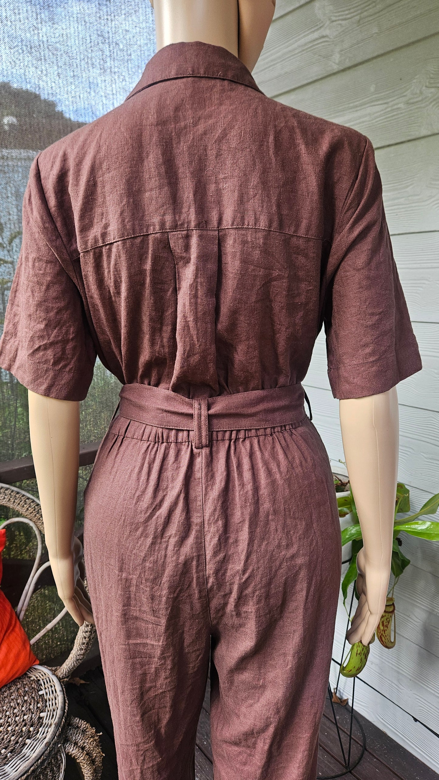 Brown Belted Jumpsuit Preloved Jumpsuit by DLUXE Basics