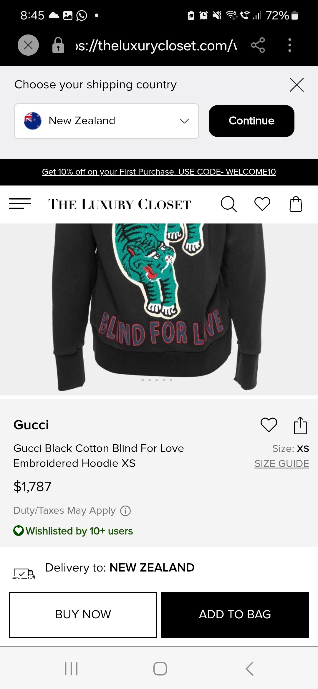 Gucci Black Cotton Blind For Love Embroidered Hoodie XS