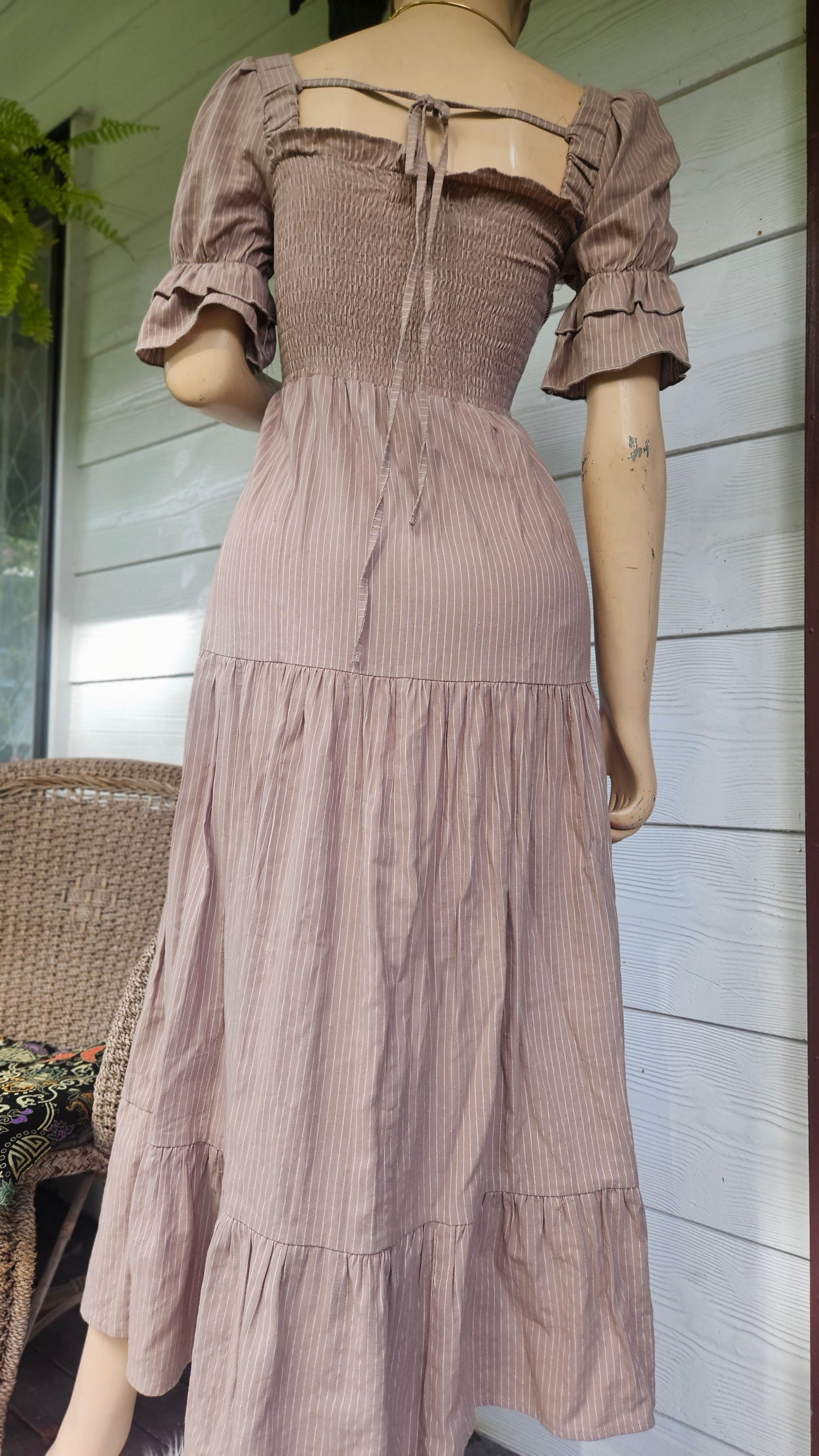 Lovely Tiered Midi Dress in Brown