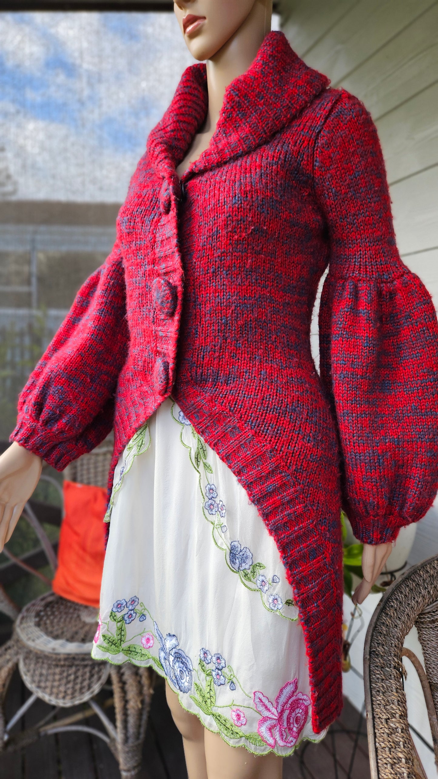 Stunning Red Knit Cardigan - Preloved Cardi Coat