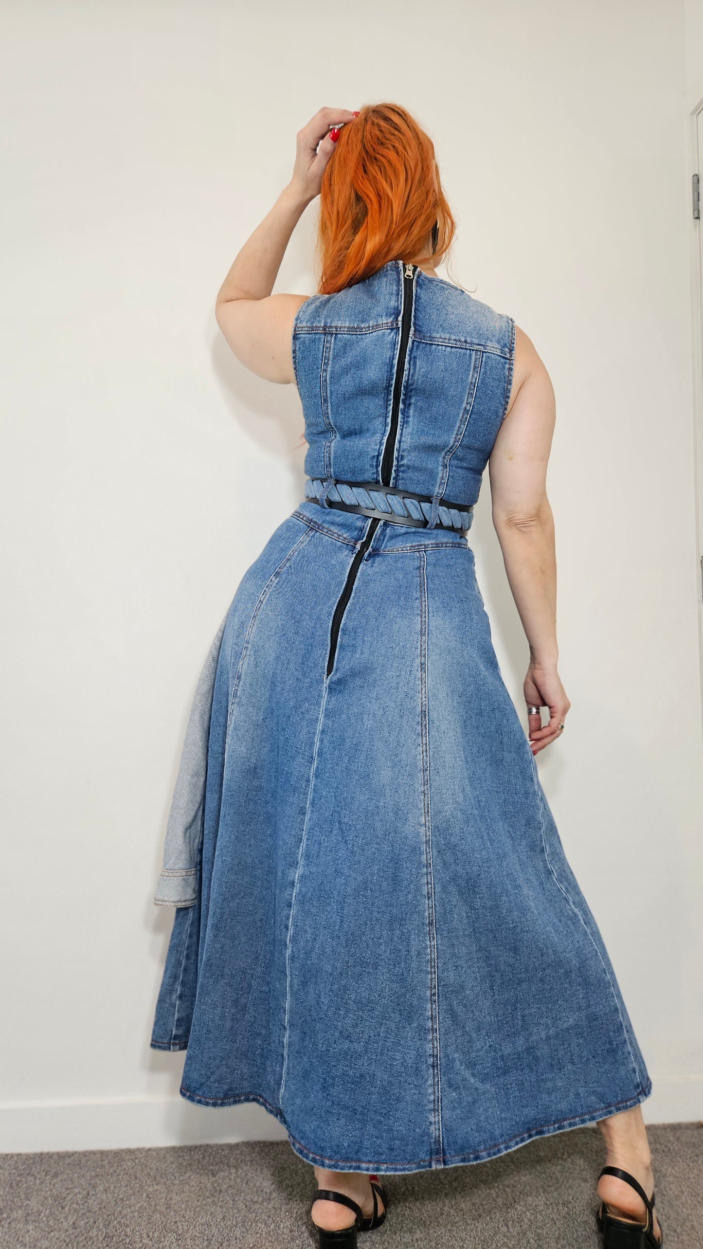 Authentic LEO LIN  Asymmetric Patchwork Denim Maxi Dress