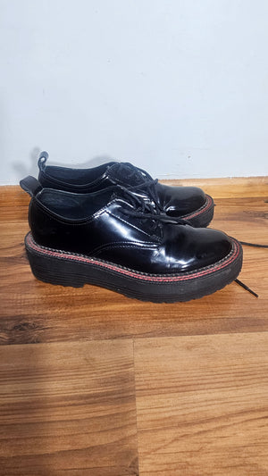 Bershka Black Chunky Sole Lace Up Shoe Size 39