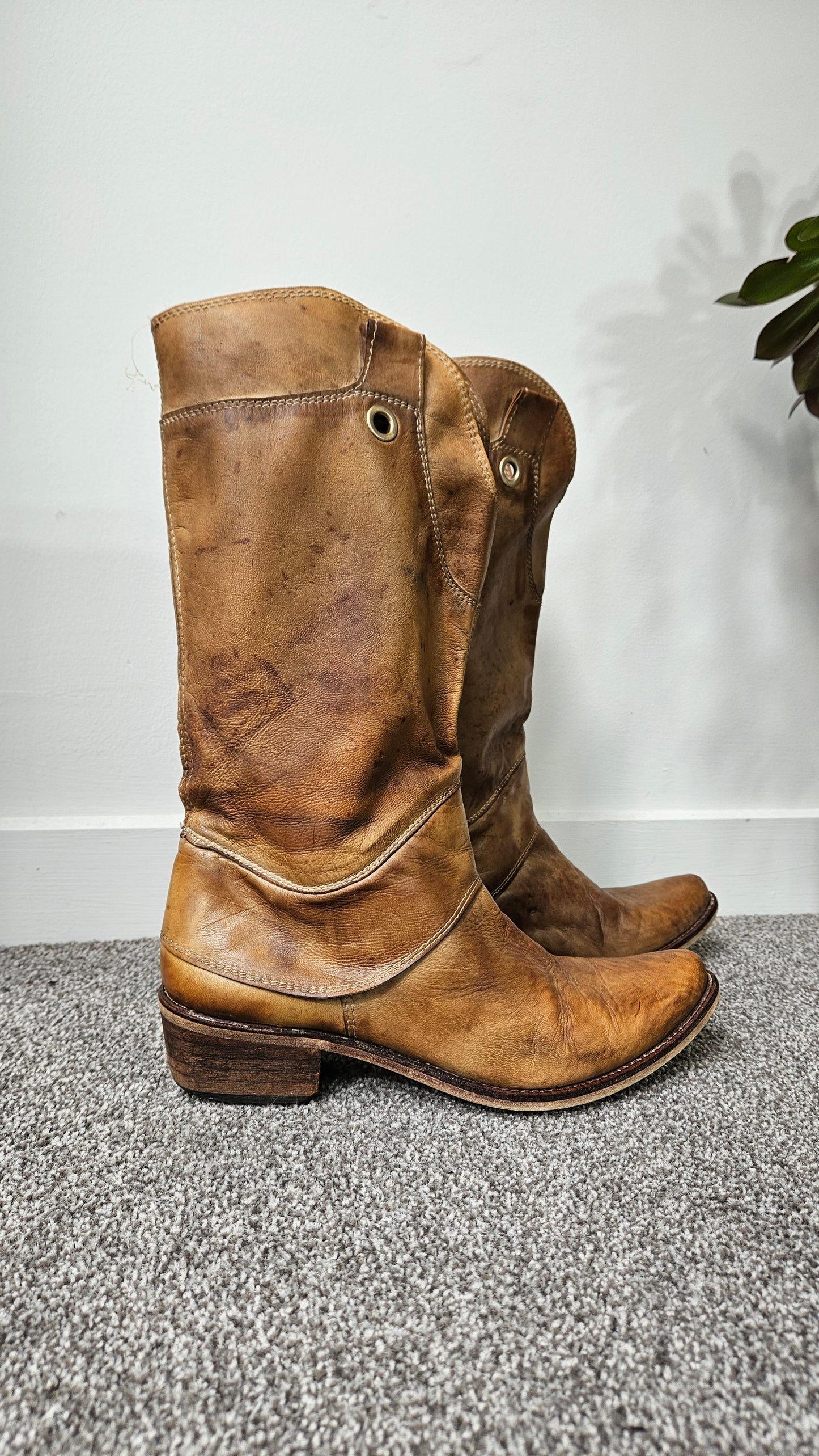 Authentic Malababa 'Dakota' Spanish Leather Cowboy Boots - Size 37